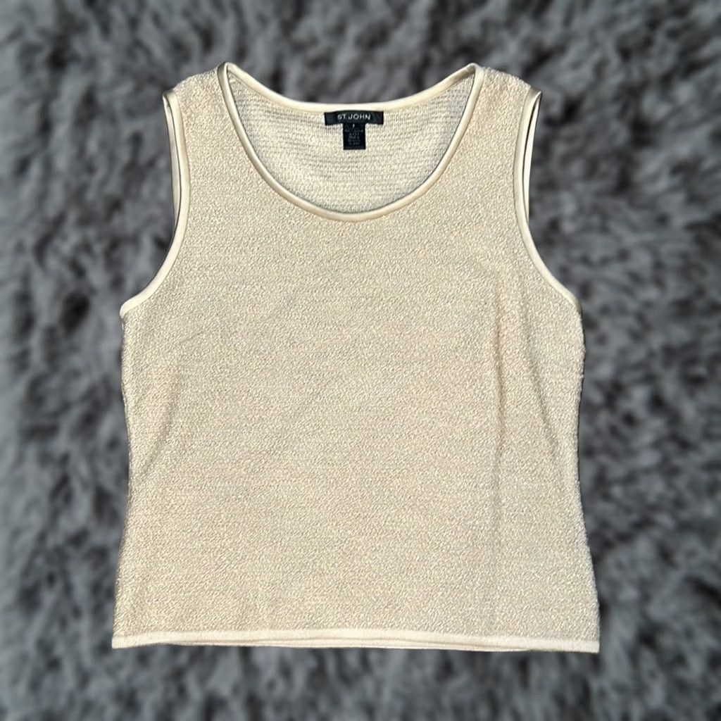 St. John St. John Wool Blend Gold Sleeveless Top - Small Size S / US 4 / IT 40 - 1 Thumbnail