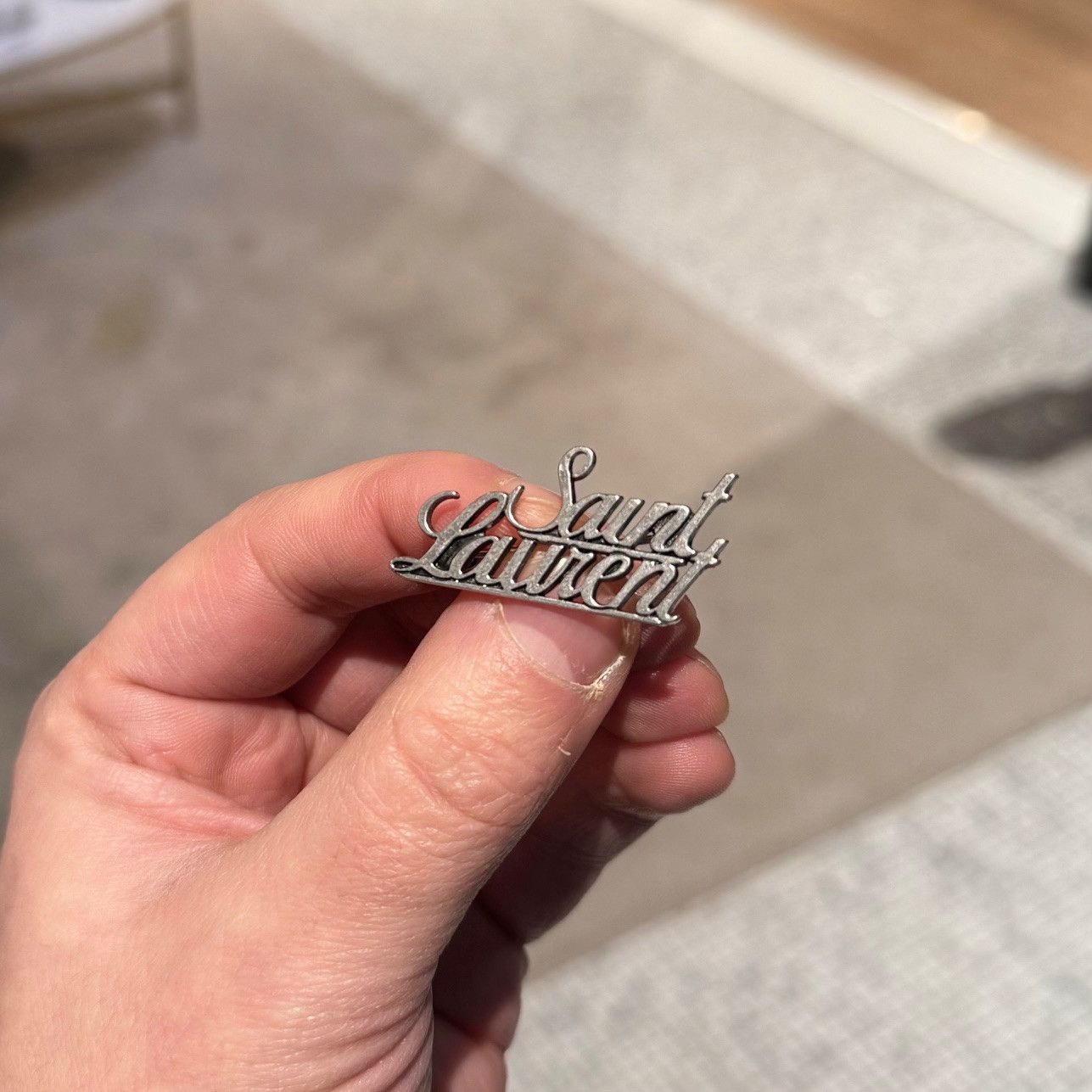 Yves Saint Laurent Saint Laurent Silver Signature Brooch Size ONE SIZE - 3 Thumbnail