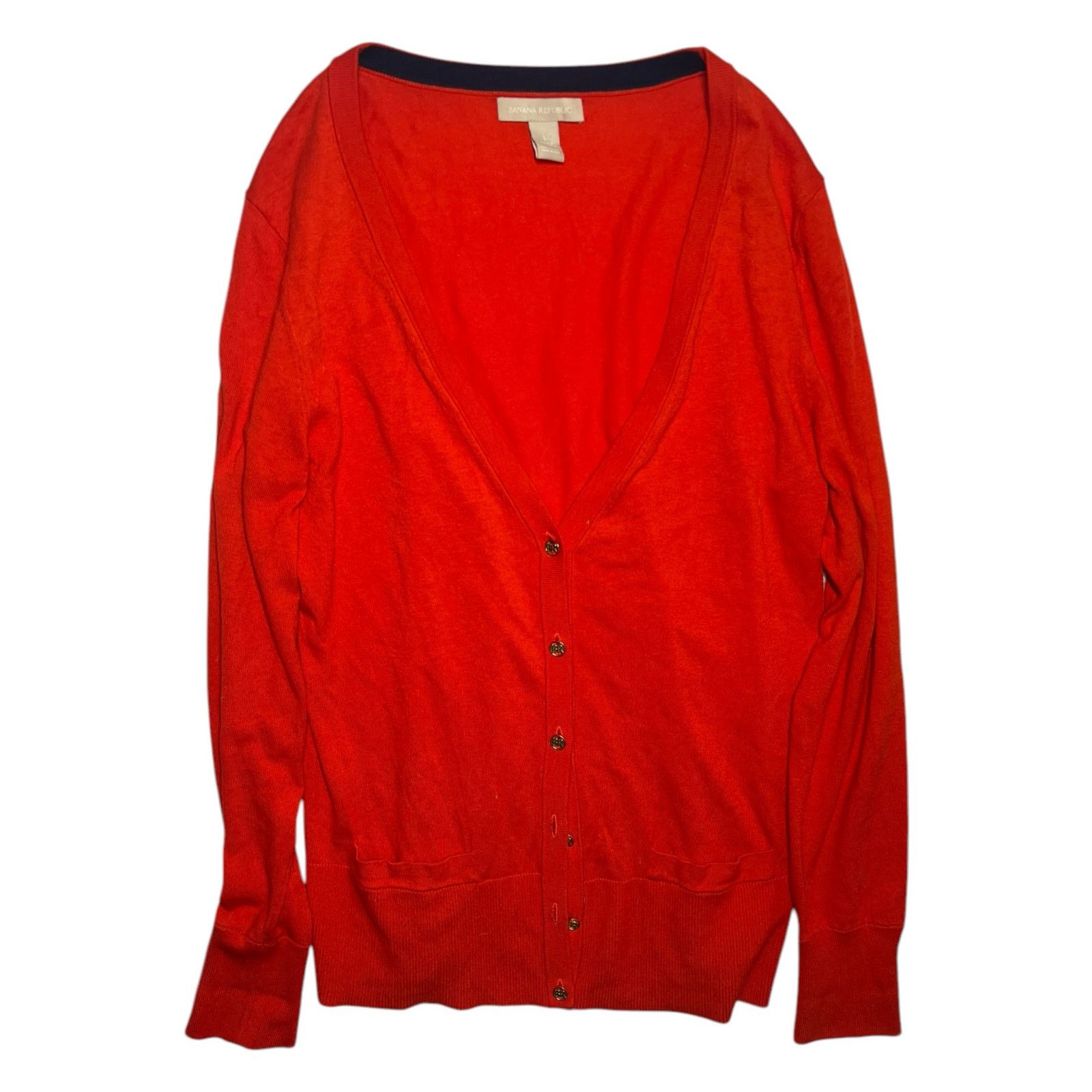 Banana Republic Banana Republic Women’s L Red Button Front Cardigan Sweater Size L / US 10 / IT 46 - 1 Thumbnail