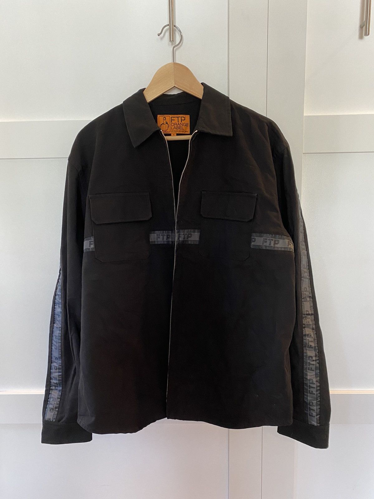 Fuck The Population FTP Logo Tape Zip Up Work Shirt Black Size US M / EU 48-50 / 2 - 3 Thumbnail