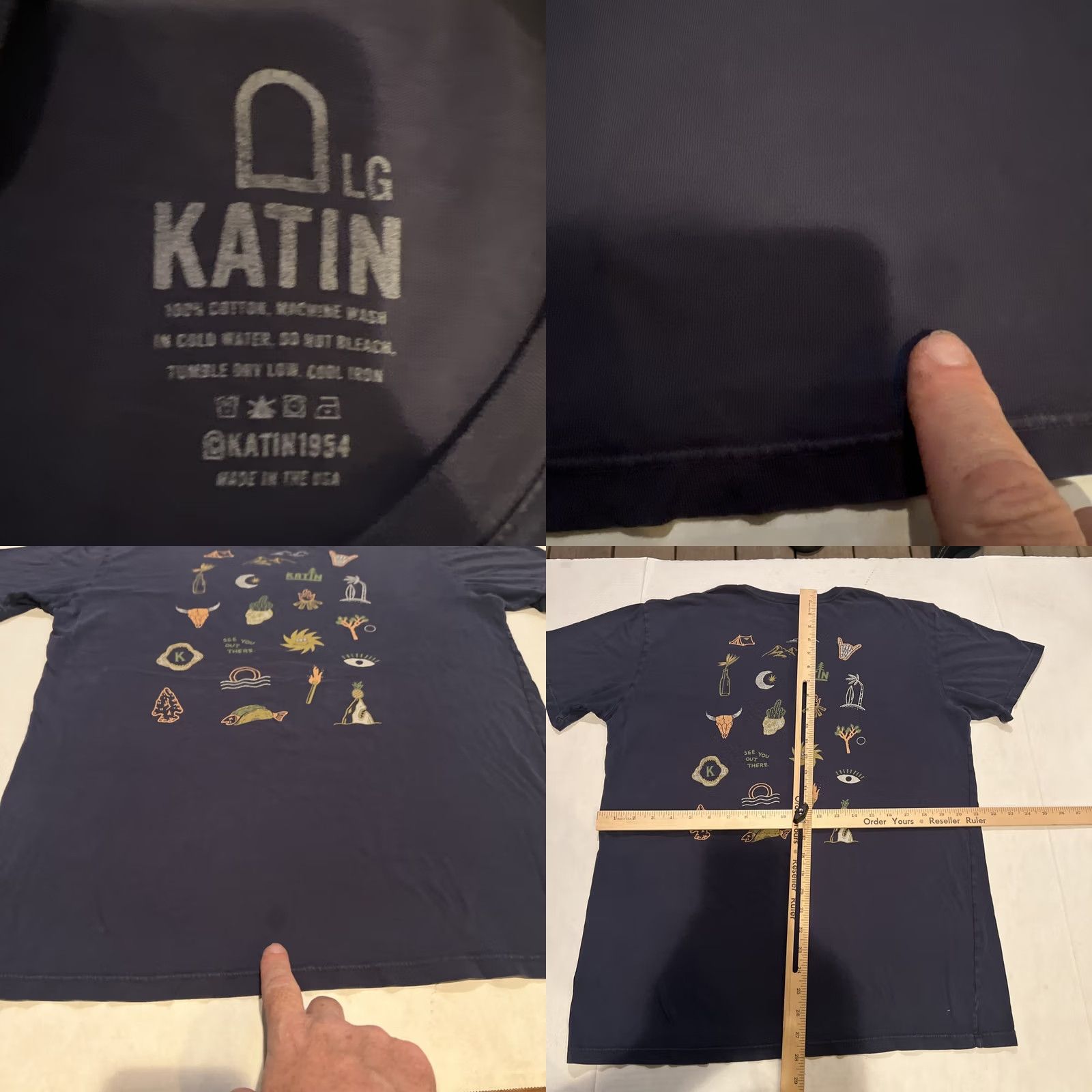 Katin VINTAGE Katin Shirt M Blue Surfers Graphic Print 90s See You Out There Pineapple Cactus Moon Fish Taco Shark Limited Edition Mens Size US M / EU 48-50 / 2 - 8 Thumbnail