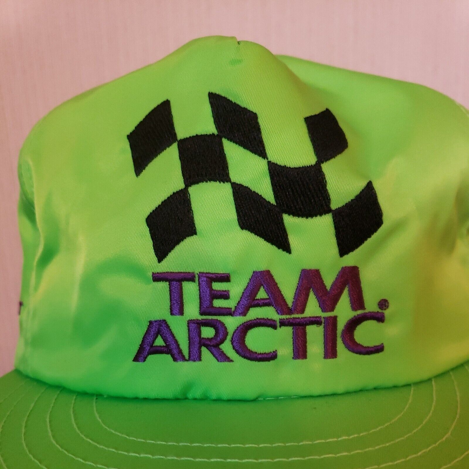 Vintage Vtg Arctic Cat 5 Panel Hat Snowmobile Racing Green Nylon Dad Size ONE SIZE - 3 Thumbnail