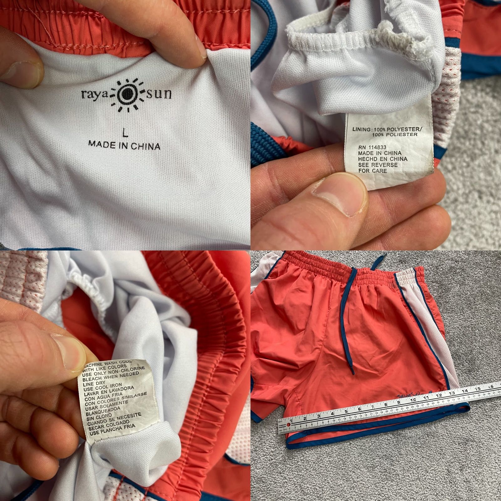 Vintage Raya Sun Orange Active Shorts Women L 28 in Drawstring Lined 4 in Inseam Athletic Running Size 36" / US 14 / IT 50 - 8 Thumbnail