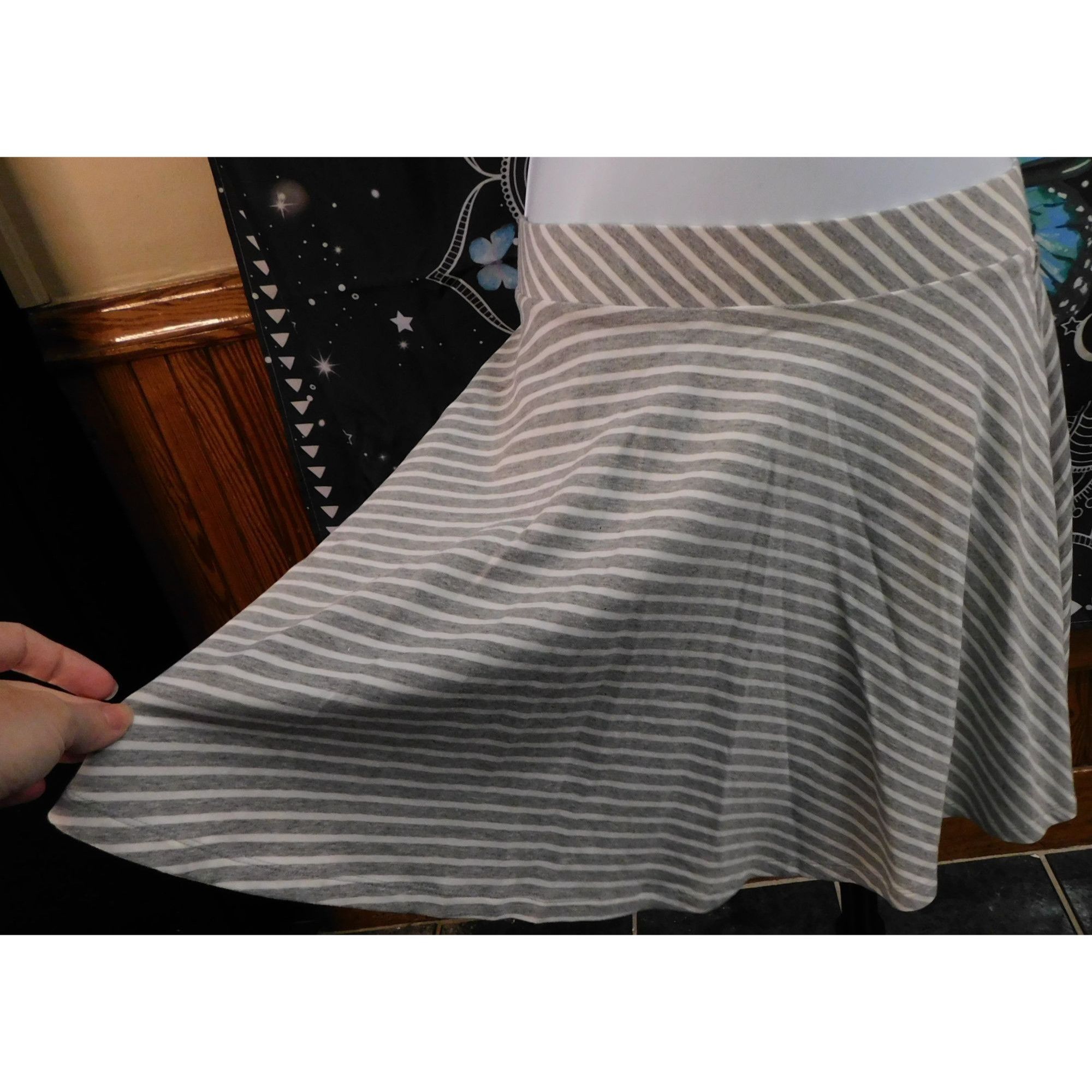 Other SO Striped Skater Skirt Light Grey And White Size 26" / US 2 / IT 38 - 2 Thumbnail