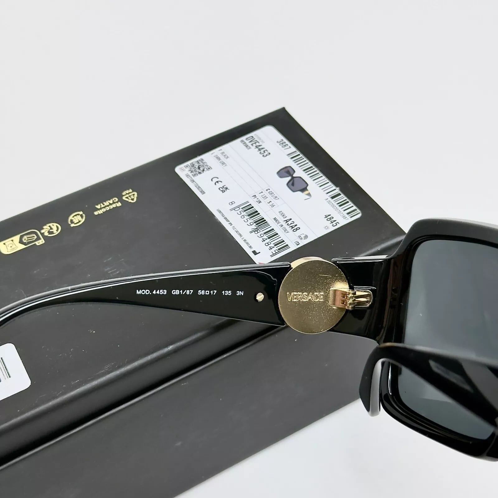 Versace VERSACE 4453 Runway MEDUSA Black Gold Emblem Stud VE4453 Size ONE SIZE - 7 Thumbnail