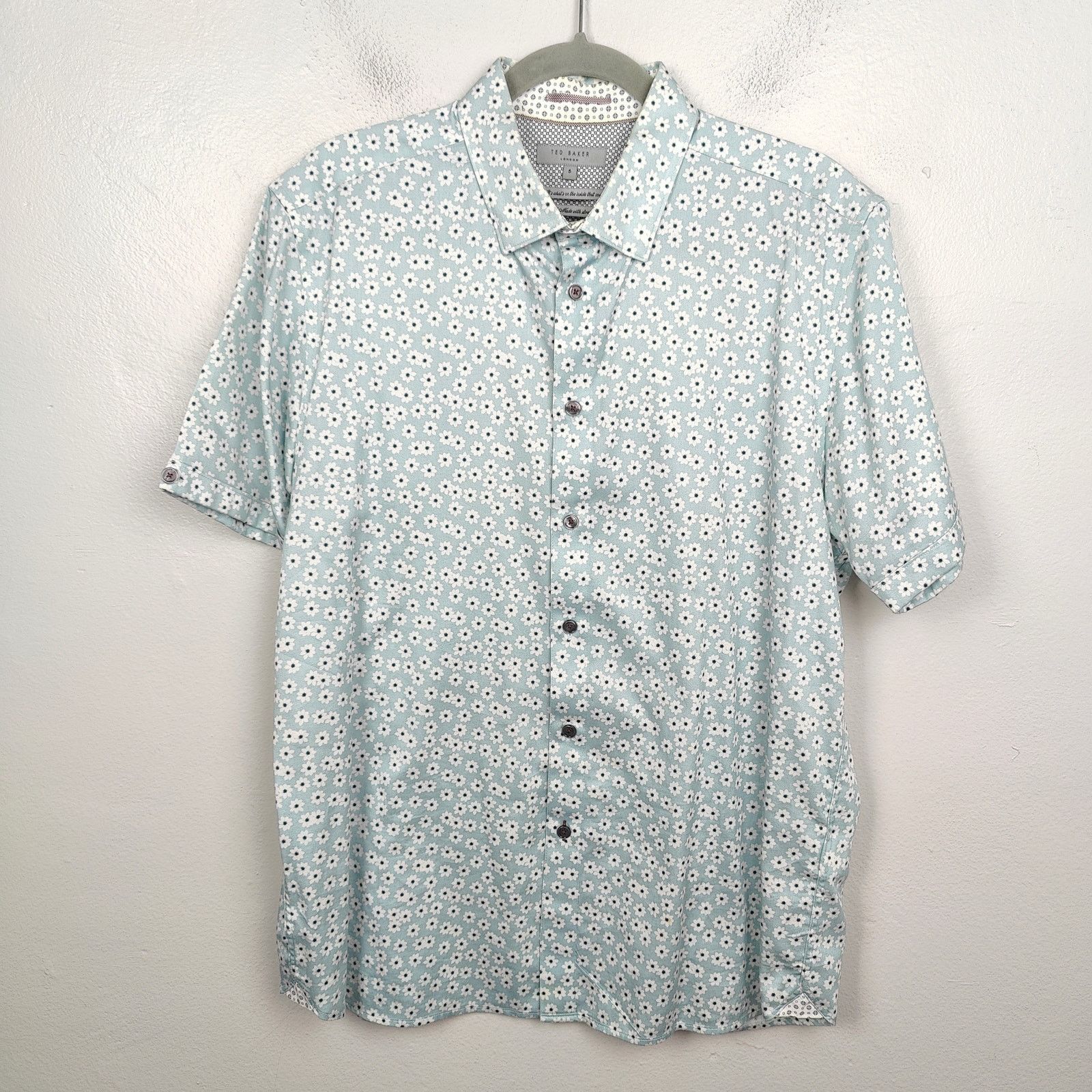 Ted Baker Ted Baker Floral Printed Shirt XL 5 Blue Button Up Preppy Size US XL / EU 56 / 4 - 1 Thumbnail