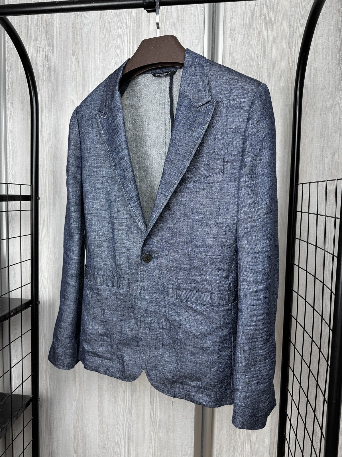 Dolce & Gabbana Dolce & Gabbana blue linen distressed made in Italy blazer Size 36R - 6 Thumbnail