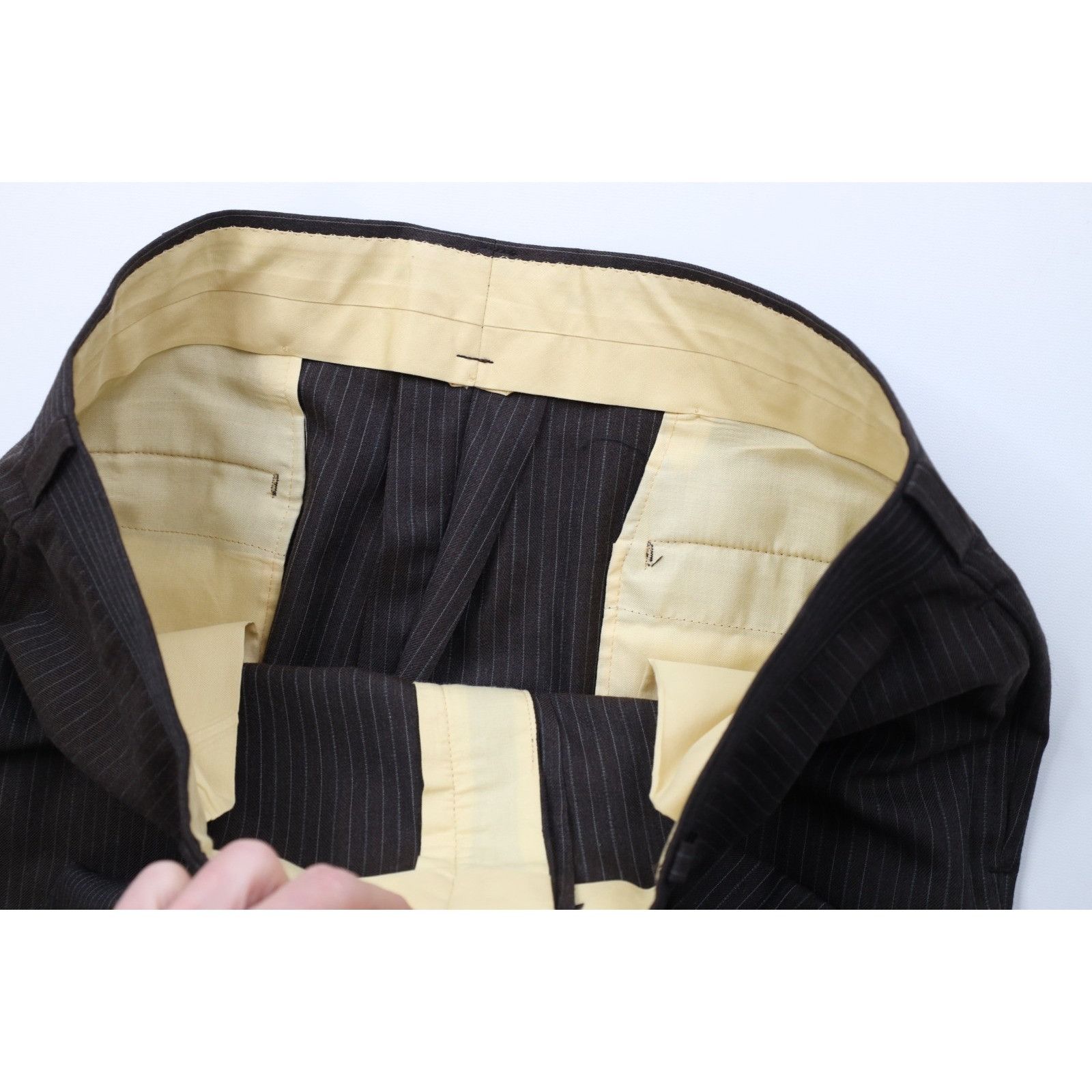 Vintage Vintage 70s 3 Piece Wool Pinstriped Suit Bell Bottoms Size 44L - 14 Thumbnail