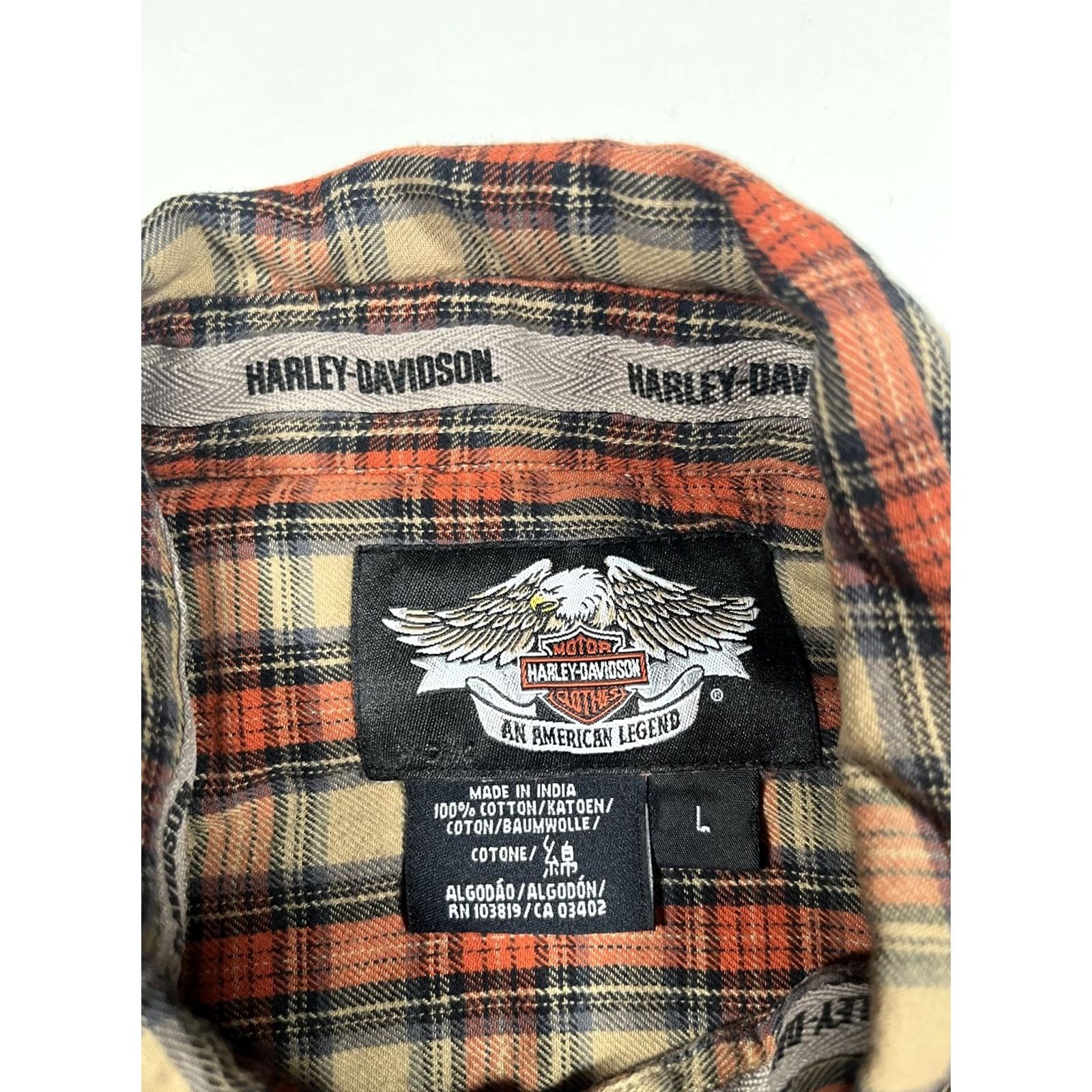 Harley Davidson Harley-Davidson Shirt Mens L Orange Plaid Flannel Button Up Embroidered Long Sleeve Casual Size US L / EU 52-54 / 3 - 2 Thumbnail