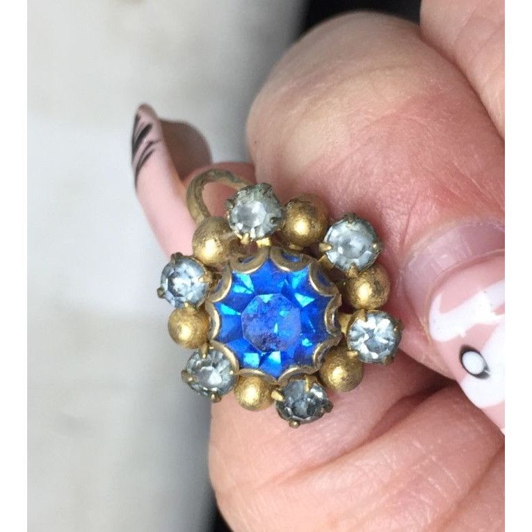 Other Women's Gold Tone Screw Back Earrings with Blue Rhinestones Size ONE SIZE - 5 Thumbnail
