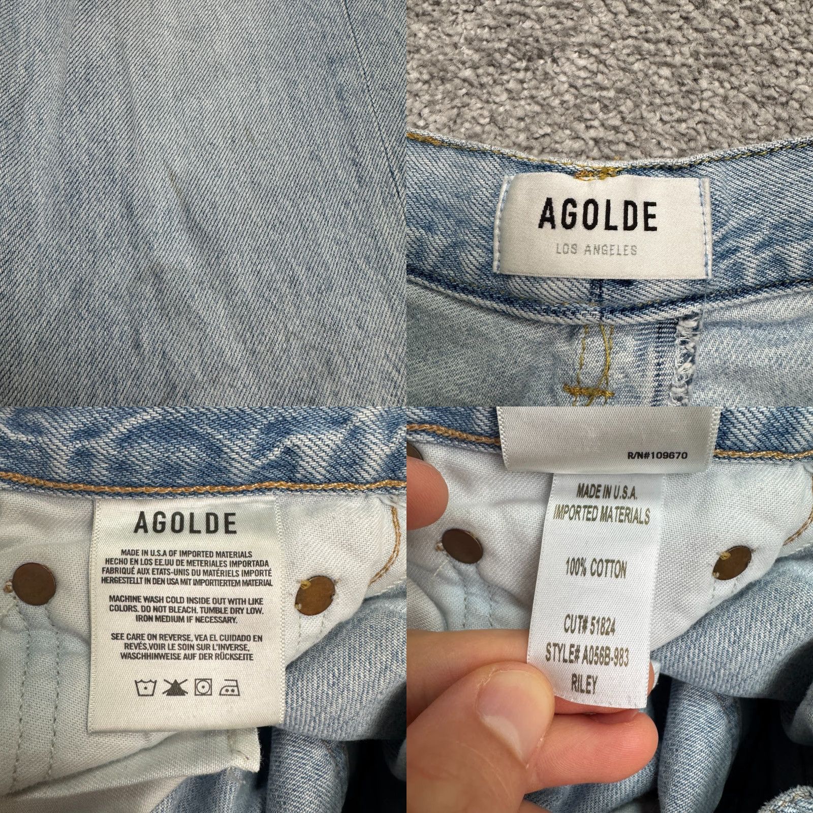 Agolde AGOLDE Jeans Womens 25 Light Wash Distressed Straight Crop High Rise Denim Pants Size 42" / US 20 - 8 Thumbnail