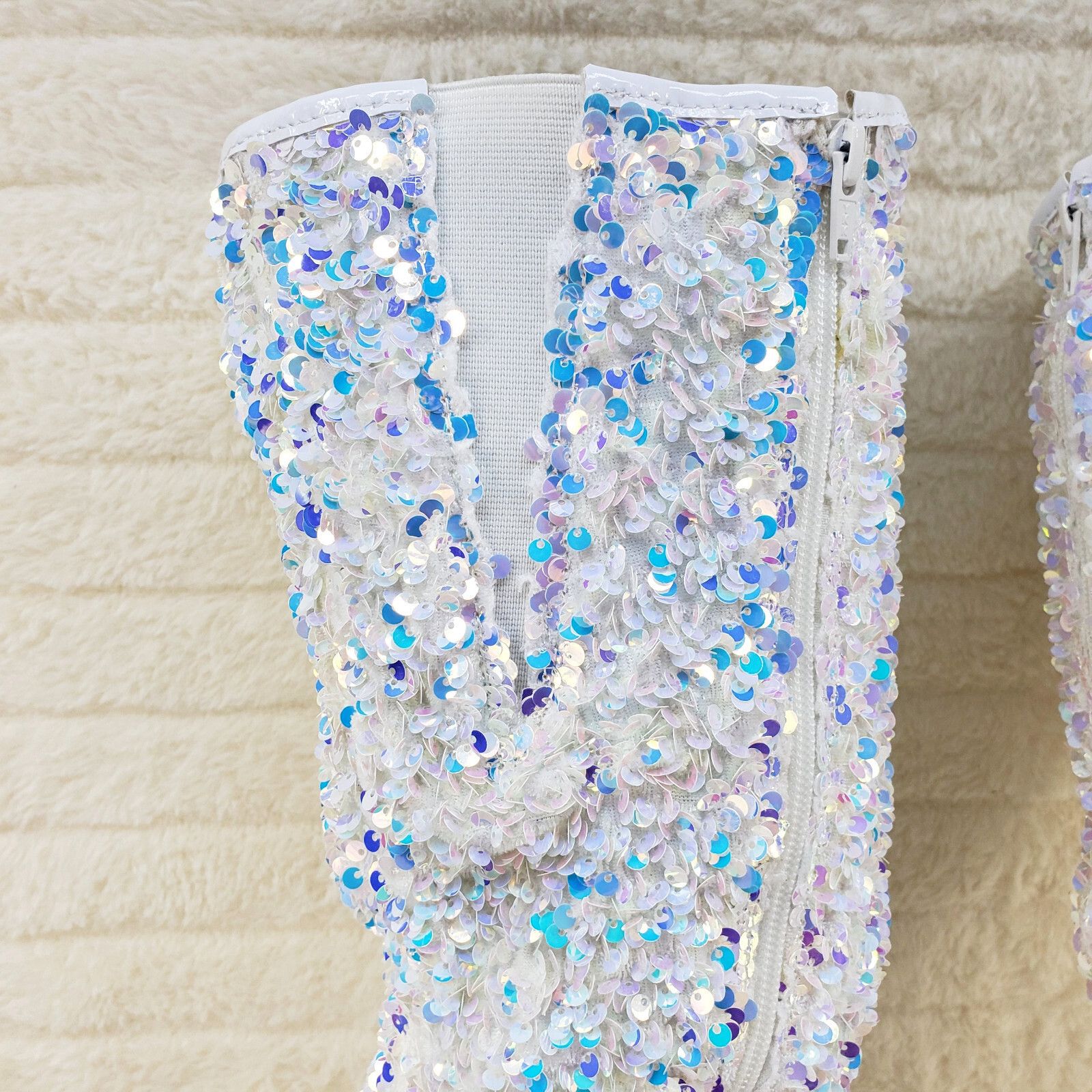 Other Adore 3020 White Multi Sequin High Heel Platform Thigh High Size US 6 / IT 36 - 4 Thumbnail