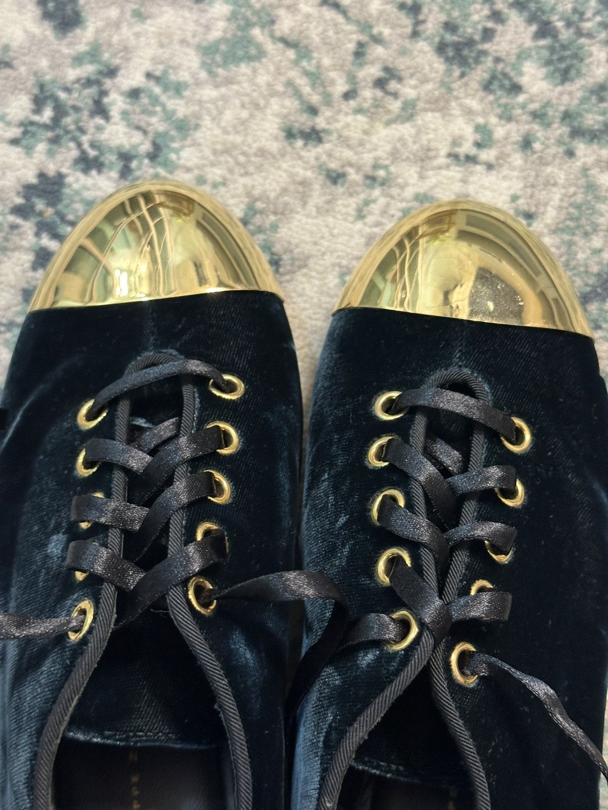 Giuseppe Zanotti Giuseppe Zanotti Black Velvet Metal Cap Toe Oxfords Size 37 Size US 7 / IT 37 - 9 Thumbnail