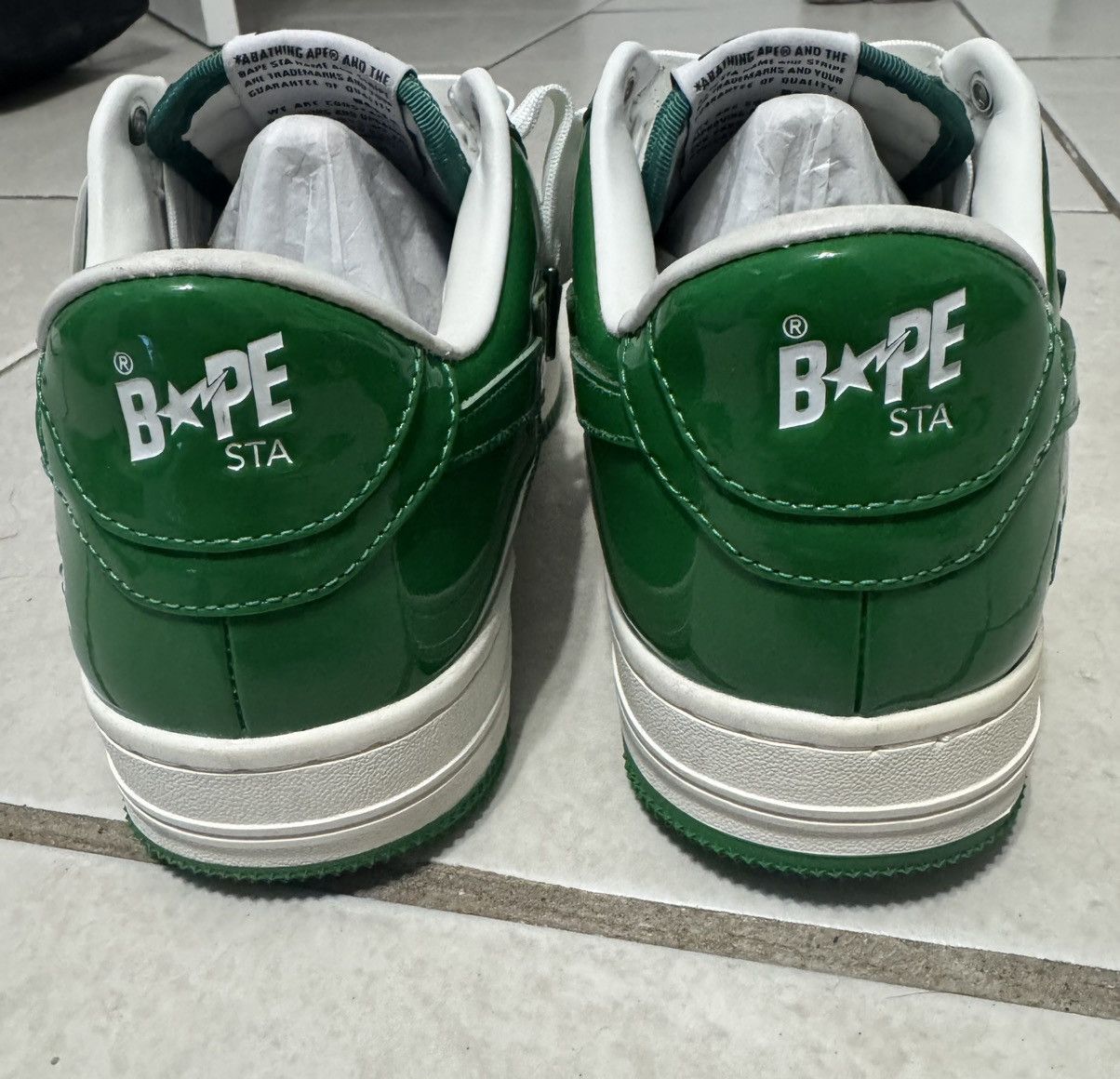 Bape BAPE Bapesta Patent Leather Green/White Size US 9 / EU 42 - 4 Thumbnail