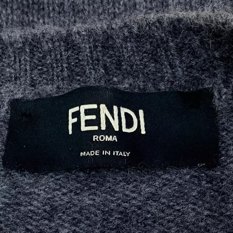Fendi FENDI Dark Gray Logo Letter Embroidered Crew Neck Long Sle Size US L / EU 52-54 / 3 - 6 Thumbnail