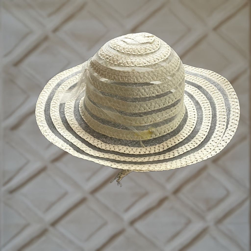 Vintage Vtg Betmar Peach Corduroy Wide Brim Sun Hat Flower  display picture 1
