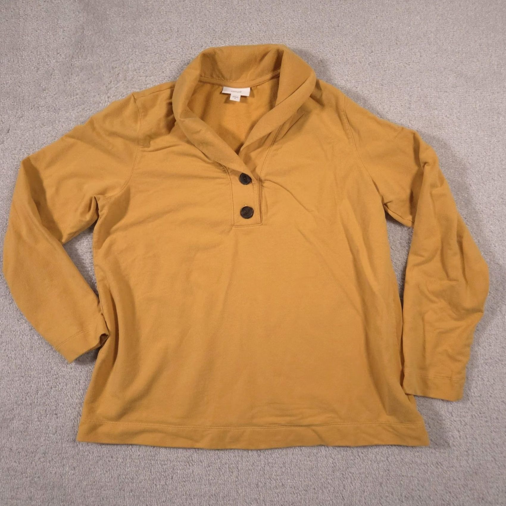 Vintage Pure Jill Shirt Womens M Yellow Cowl Neck Long Sleeve Button Stretch Top Size M / US 6-8 / IT 42-44 - 2 Thumbnail