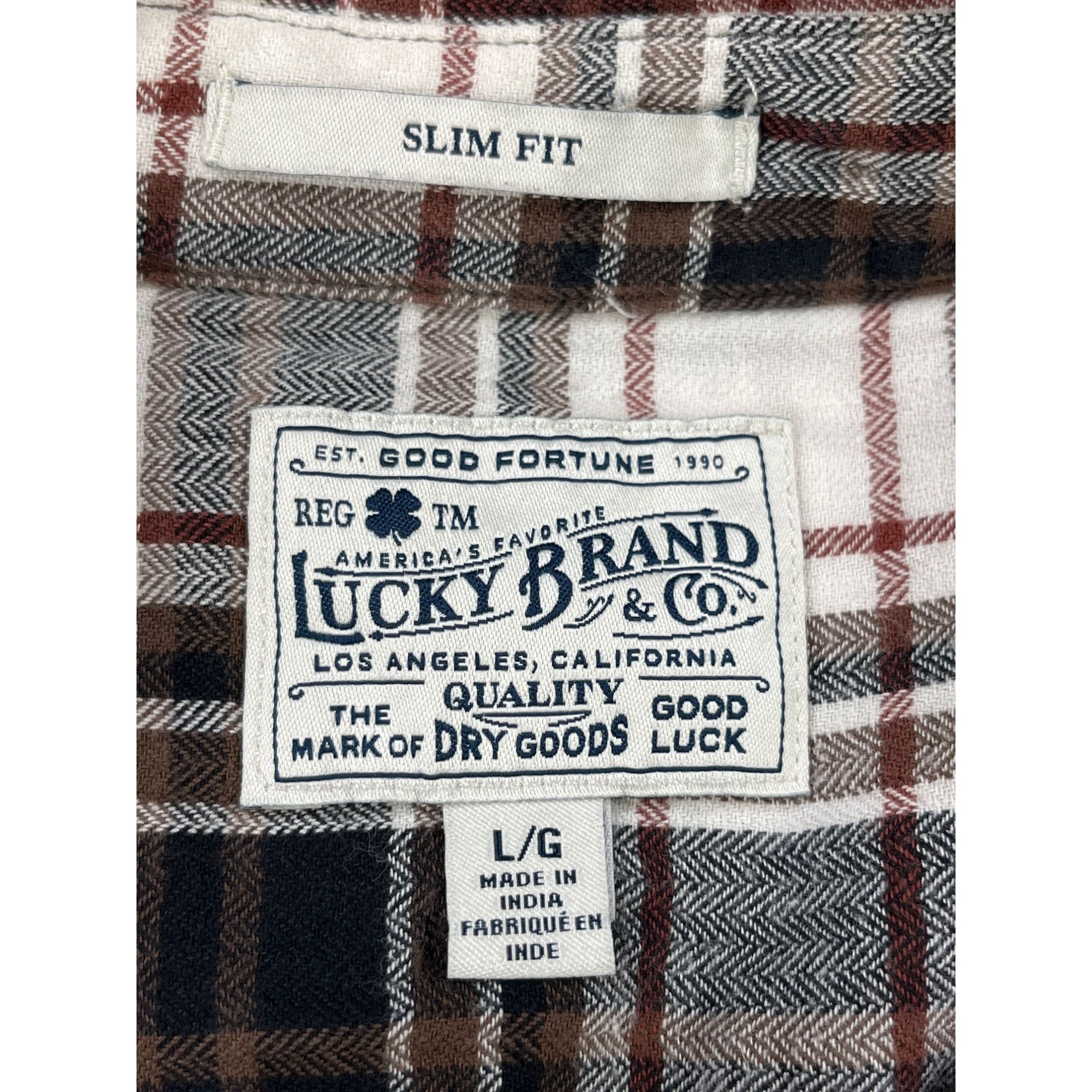 Lucky Brand Lucky Brand SKU 7631 Mens Plaid Button Up Long Sleeve Shirt Size US L / EU 52-54 / 3 - 9 Thumbnail