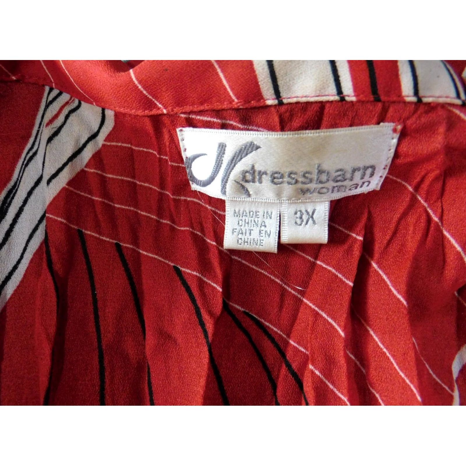 Vintage Dressbarn Womens Blouse 3X Red Button-Up Tunic Casual Geometric Stretch Knit Polyester Modern Designer Womens 3X Plus Size XXL / US 16-18 / IT 52-54 - 5 Thumbnail