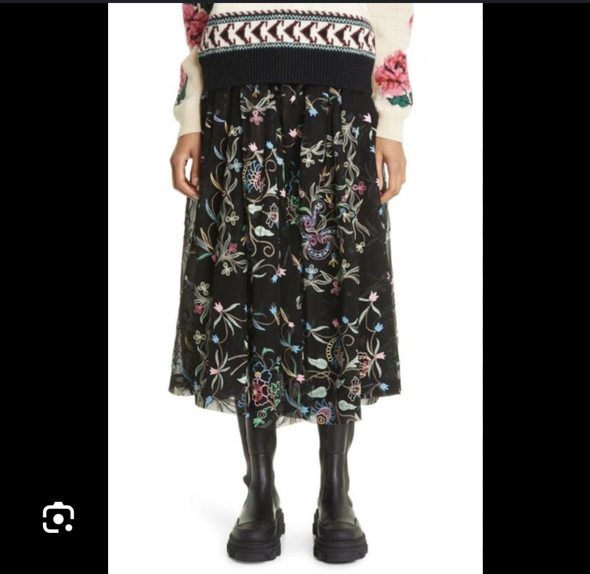 Comme des Garcons NEW Tao Comme Des Garçons Cupro Chiffon Floral Black Skirt Size 27" / US 4 / IT 40 - 1 Thumbnail