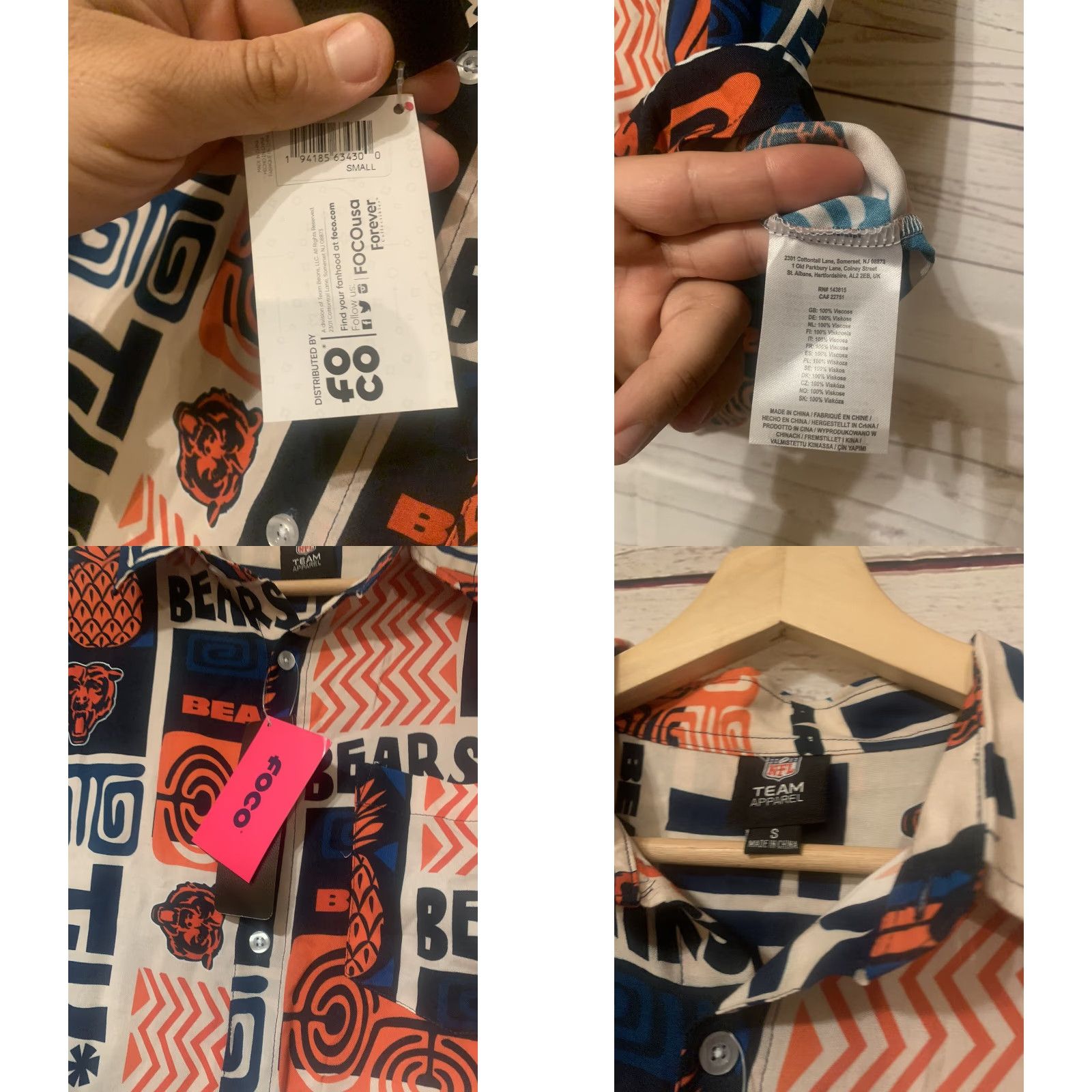 NFL VINTAGE Chicago Bears NFL Button-Up Shirt Hawaiian Viscose Short Sleeve Small Size US S / EU 44-46 / 1 - 8 Thumbnail