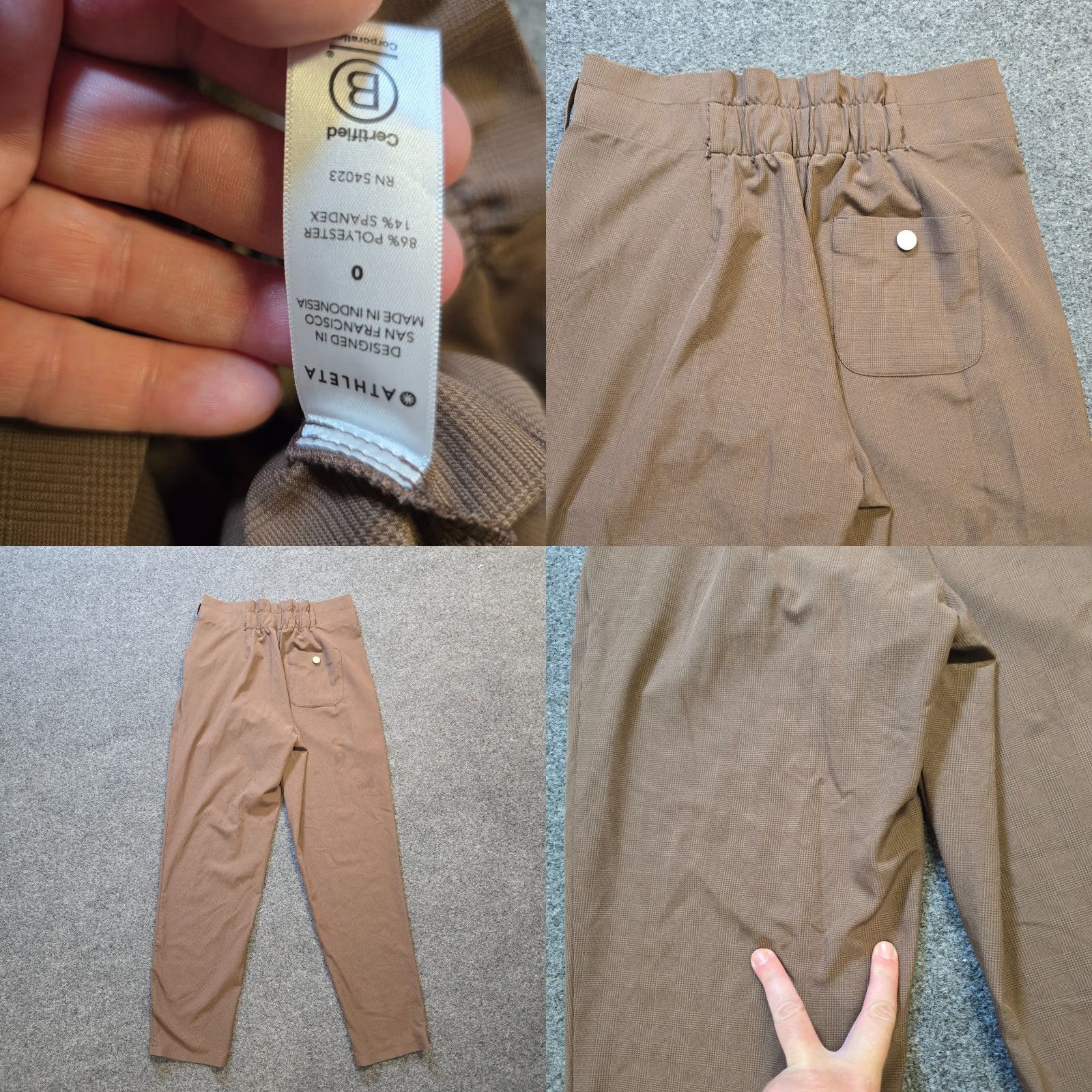 Vintage Ahtleta Pants Womens 0 Brown Skyline Plaid Pleated Taper Stretch Tapered Casual Jeans Pants Size 25" / US 0 / IT 36 - 8 Thumbnail