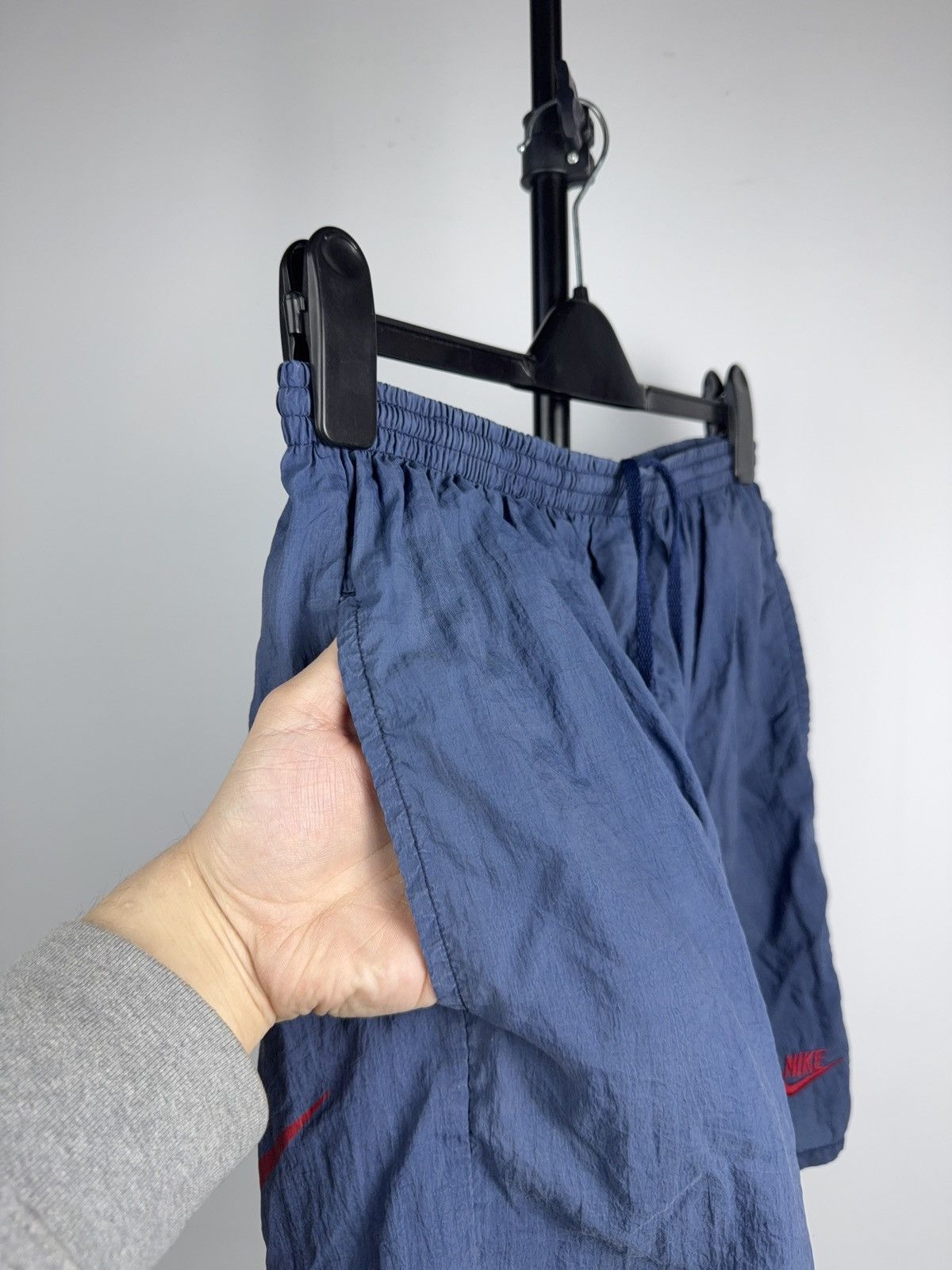 Nike 80s Retro Vintage Nike Swim Shorts Faded Blue Big Logo Y2K L Size US 35 - 11 Thumbnail