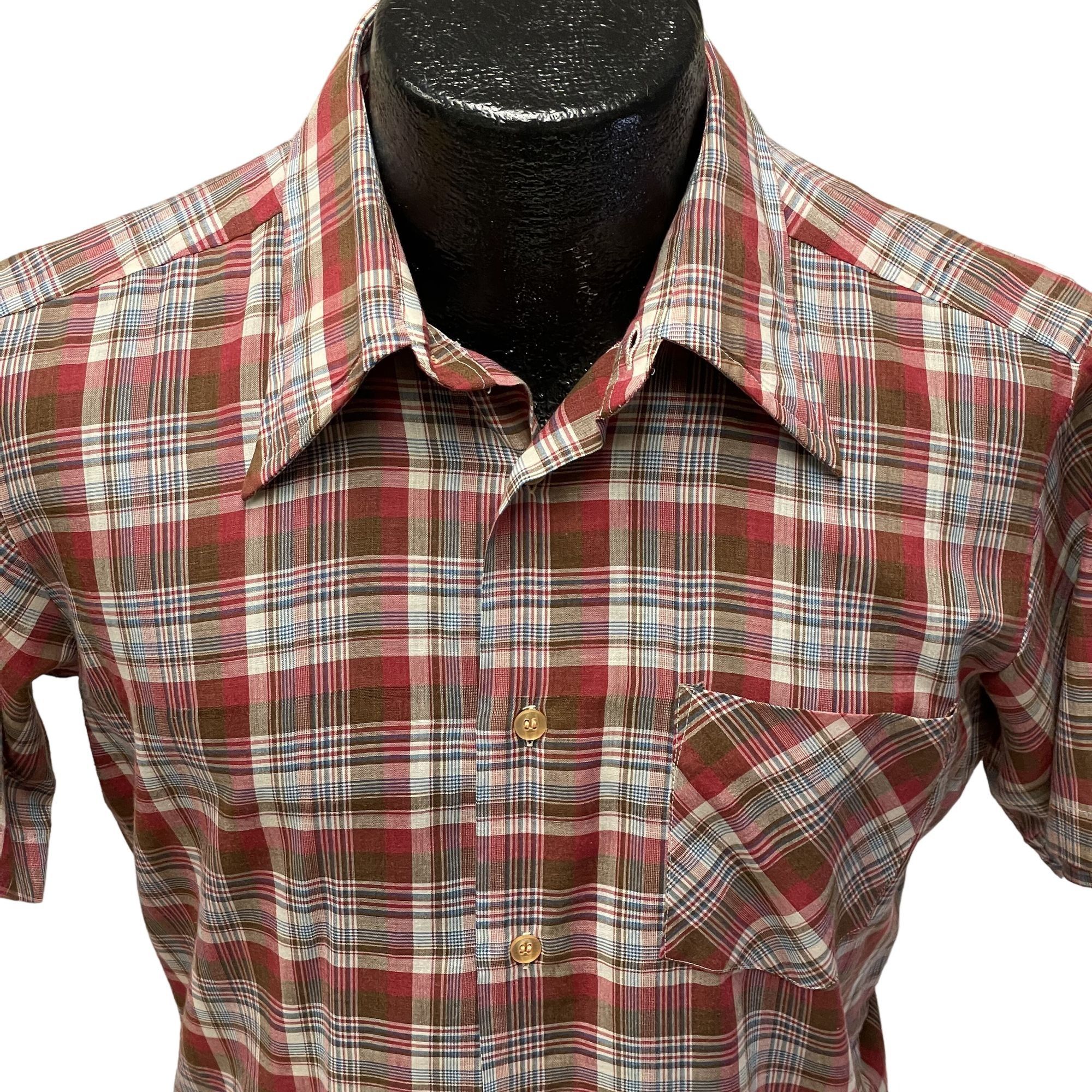 Other Vtg VIP Red Maroon SHADOW PLAID Ultra Thin DISCO Shirt Size US M / EU 48-50 / 2 - 2 Thumbnail
