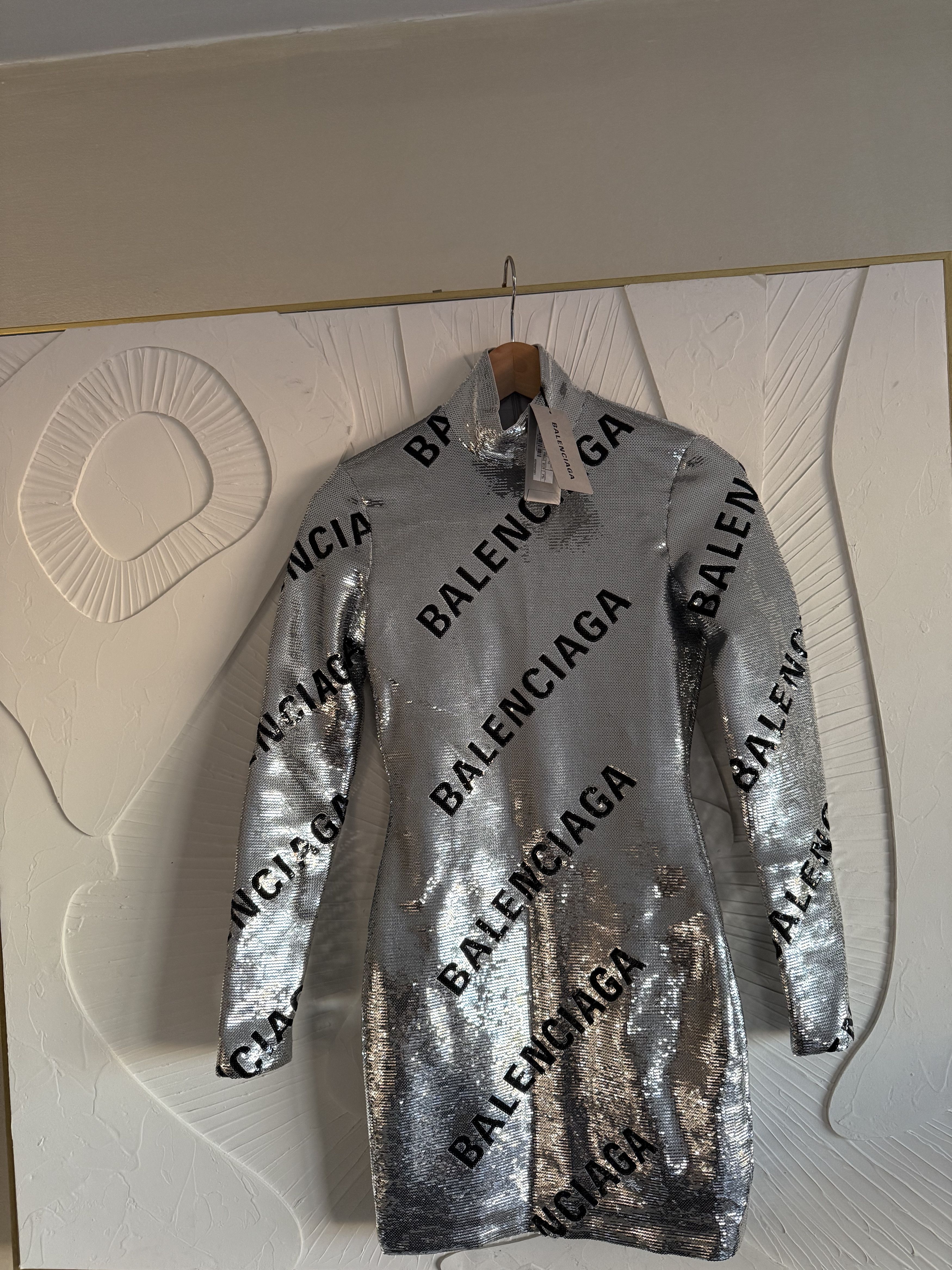 Balenciaga Balenciaga Logo Sequin Dress Size S / US 4 / IT 40 - 1 Thumbnail