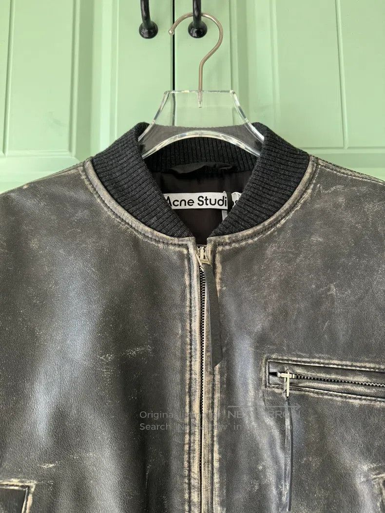Acne Studios Acne Studios Distressed Leather Jacket, black, 100% cowhid Size XXS / US 00 / IT 34 - 9 Thumbnail
