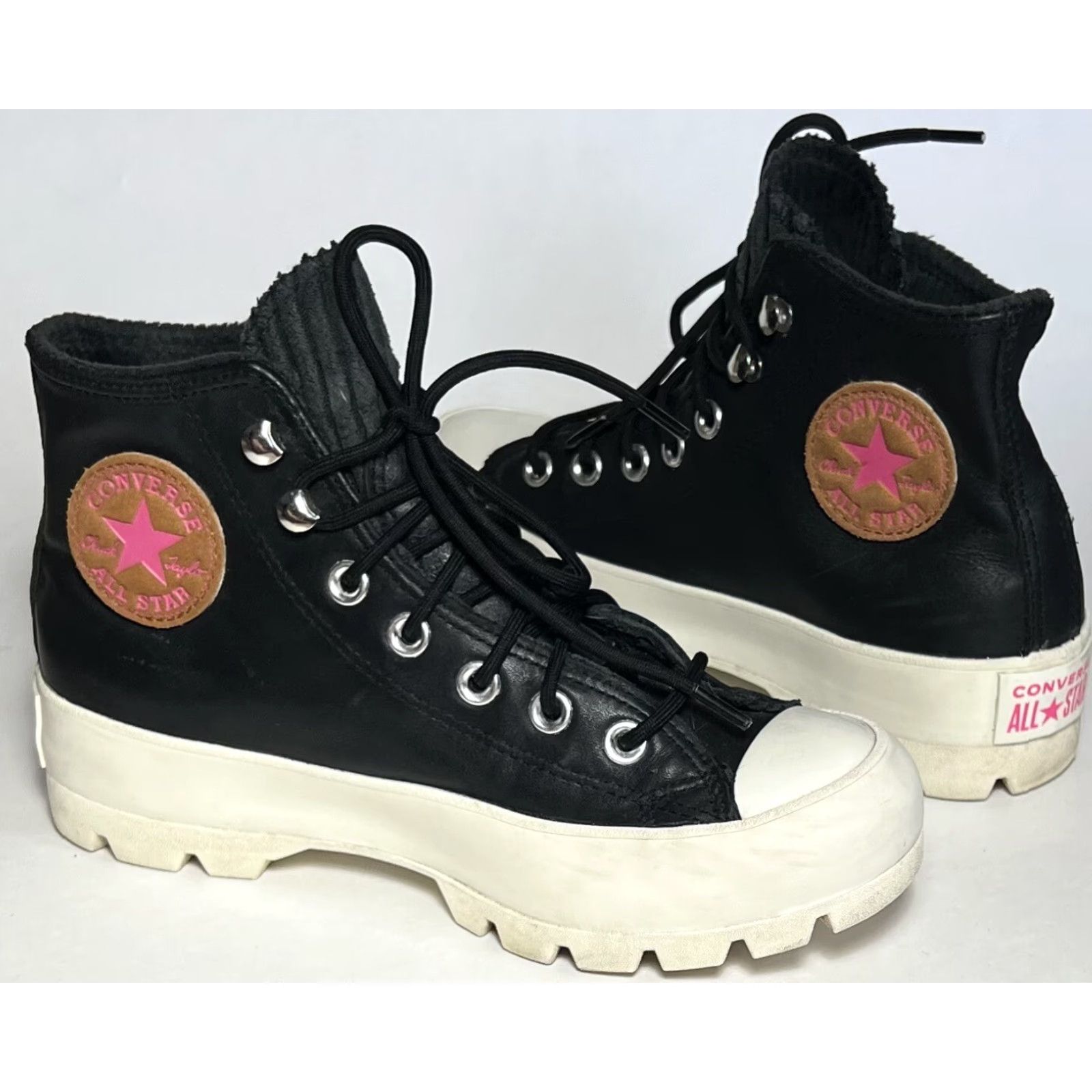 Converse VINTAGE CONVERSE Chuck Taylor Sneaker Women 6.5 Pink Black Gore-Tex Lugged Winter Hi-Sneakers Womens 6.5 Sneaker Size US 7 / IT 37 - 2 Thumbnail