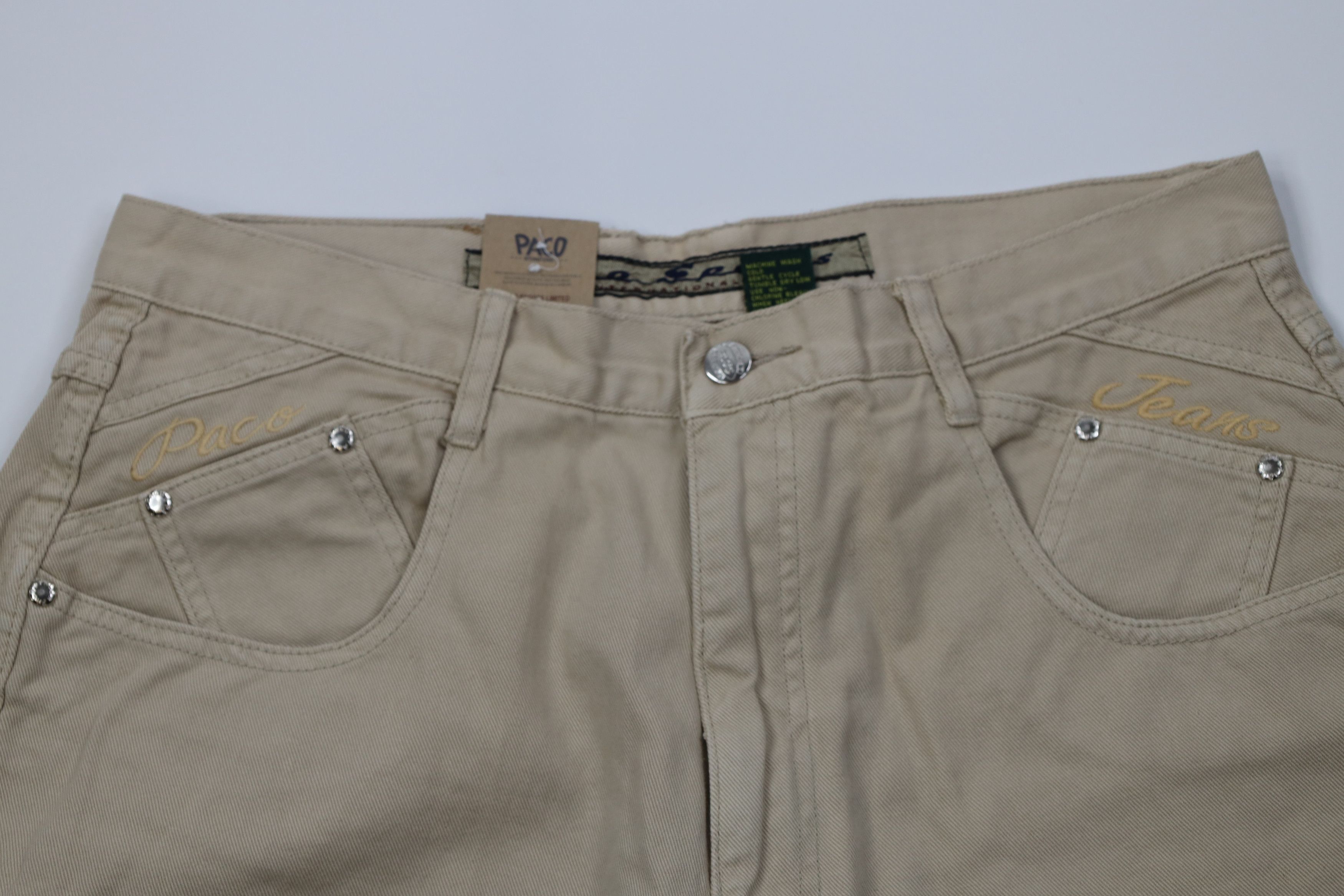 Vintage Deadstock Vintage 90s Paco Hip Hop Denim Jean Shorts Tan Size US 34 / EU 50 - 2 Thumbnail