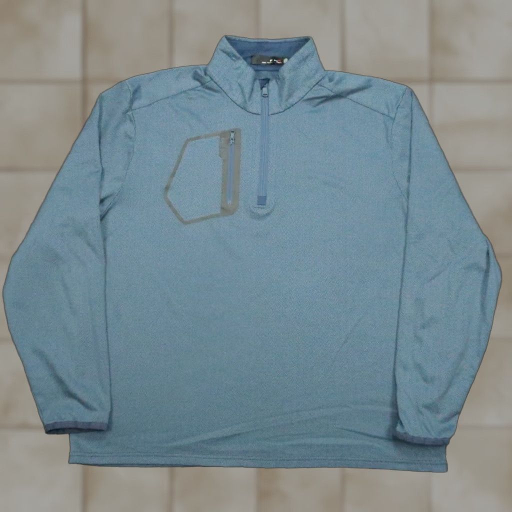 RLX Ralph Lauren RLX Ralph Lauren Pullover Mens XL Blue Herringbone 1/4 Zip Jersey Performance Activewear Casual Sportswear Mens Size US XL / EU 56 / 4 - 1 Thumbnail