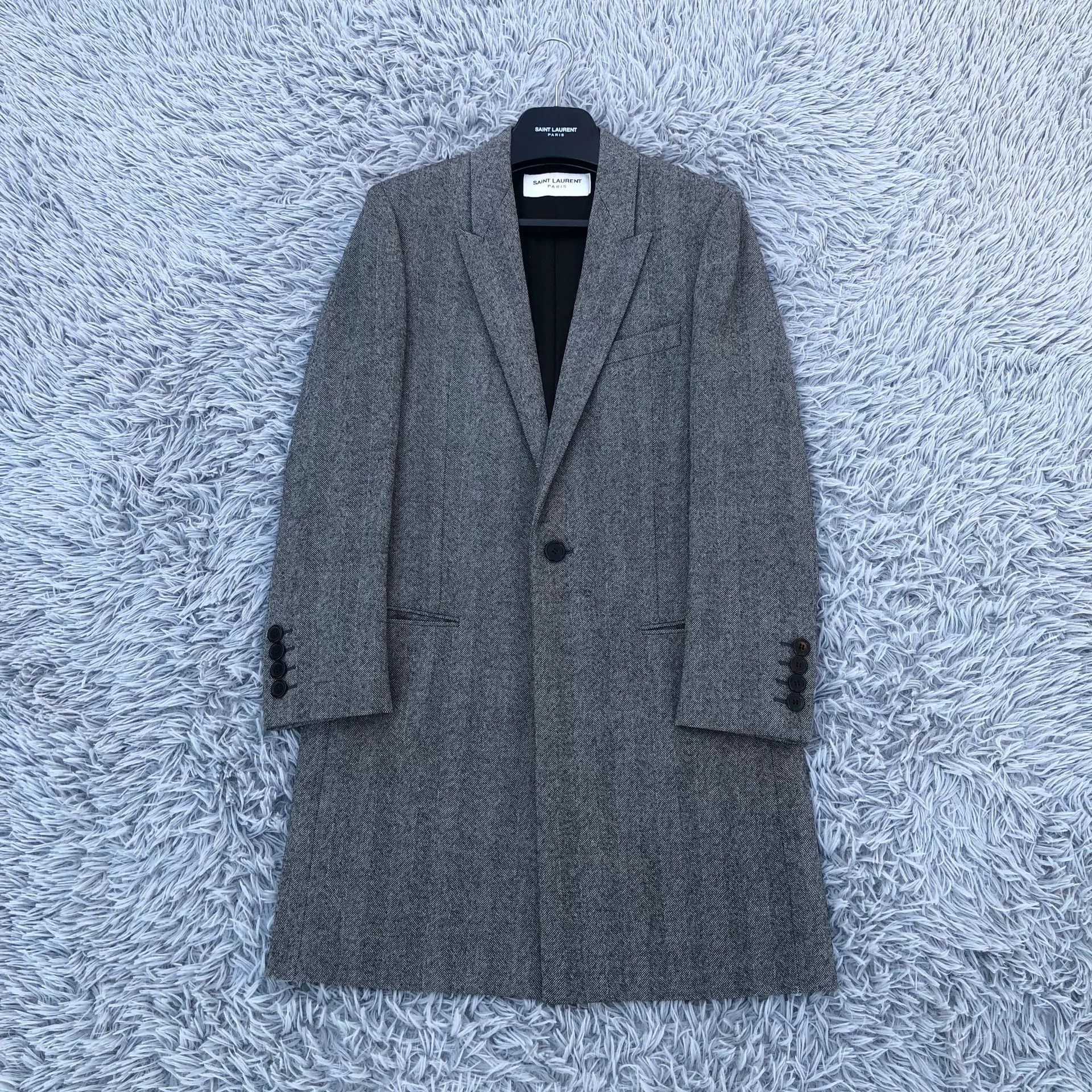 Saint Laurent Paris Saint Laurent 17FW Herringbone Wool Coat Size US S / EU 44-46 / 1 - 1 Thumbnail