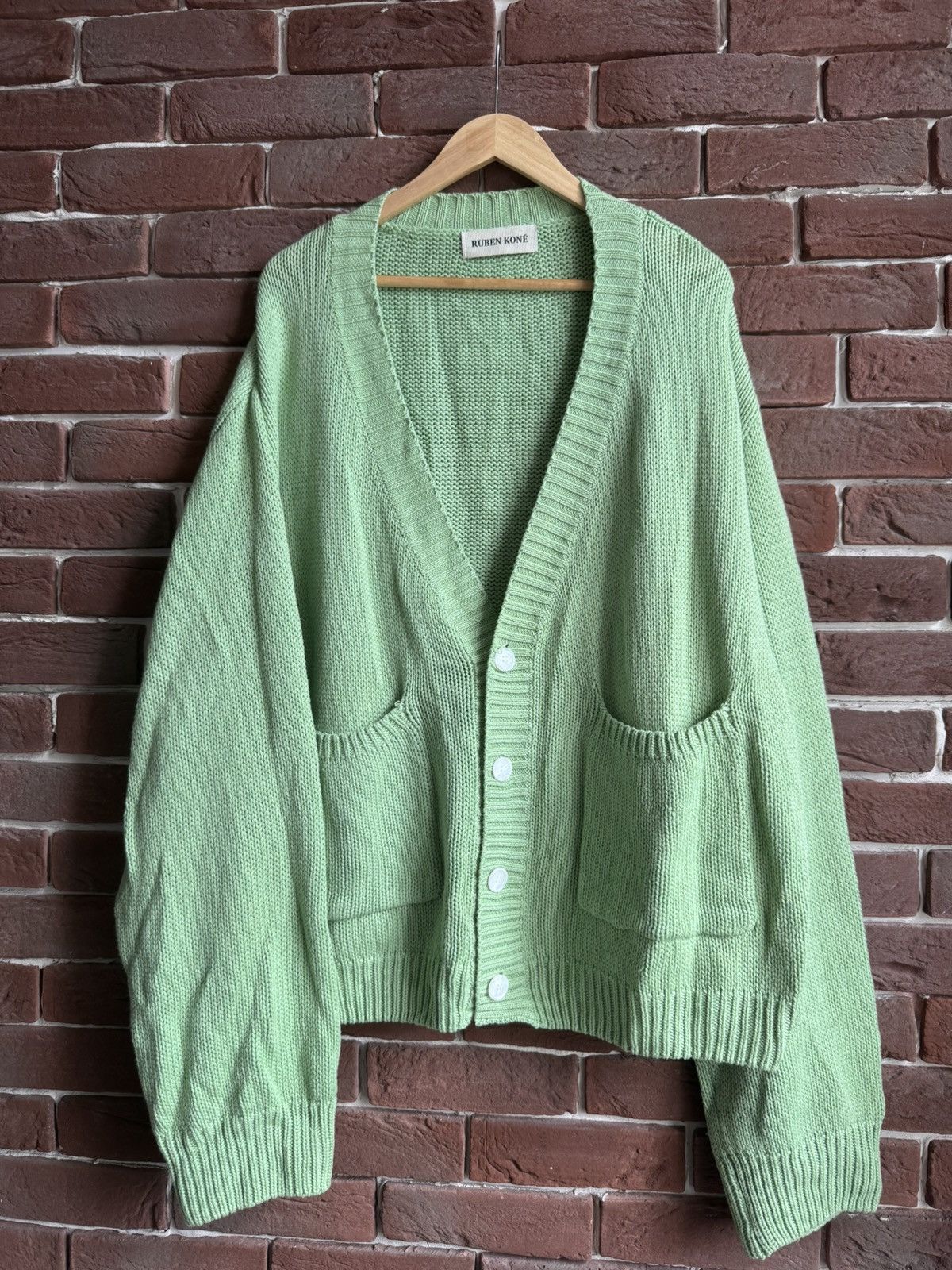 Japanese Brand Rare Ruben Kone Cardigan Heavy Knitted Sweater Mint Large Size US L / EU 52-54 / 3 - 1 Thumbnail