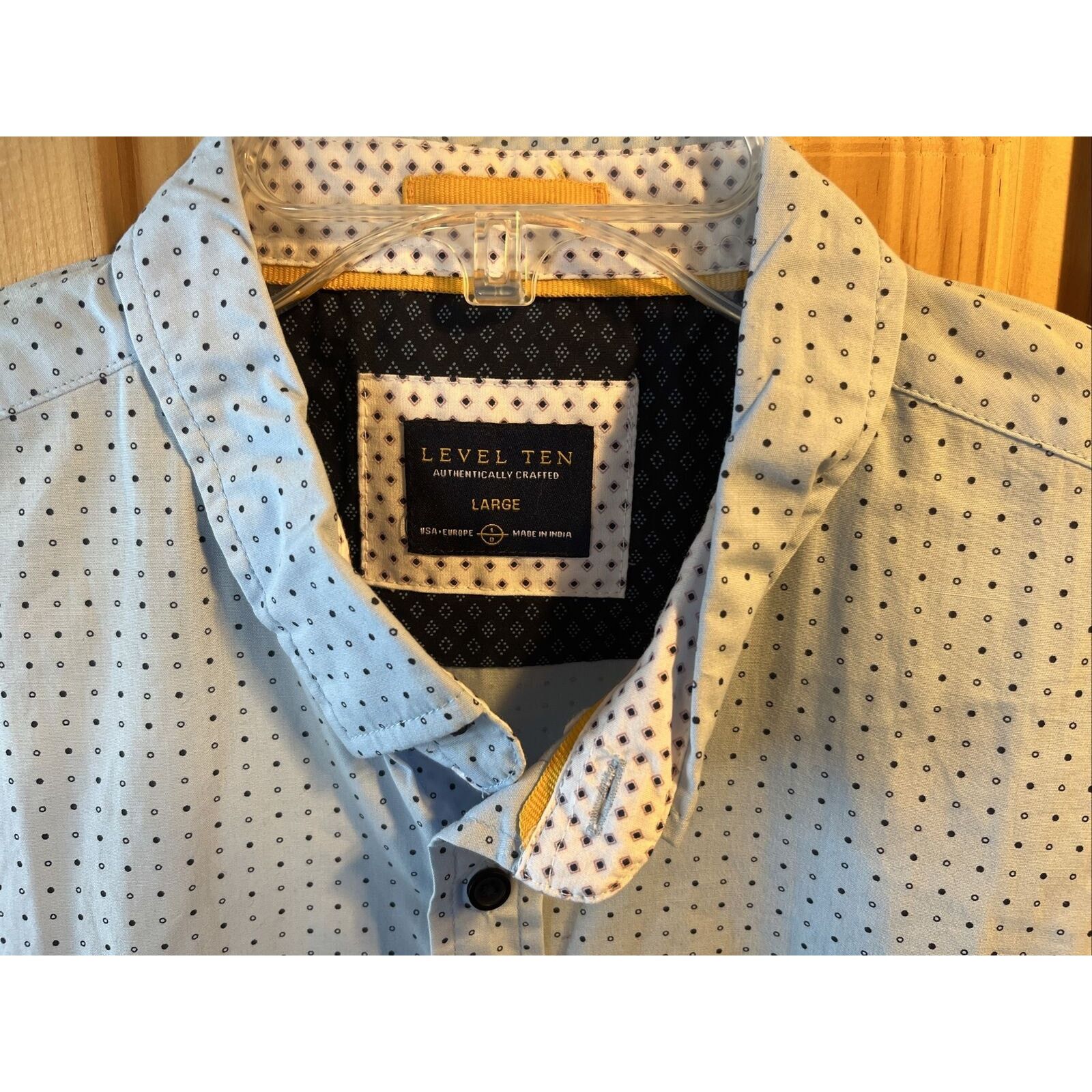 Other Level Ten Men's L Blue Polka Dot Button Down LS Cotton Shirt Size US L / EU 52-54 / 3 - 10 Thumbnail