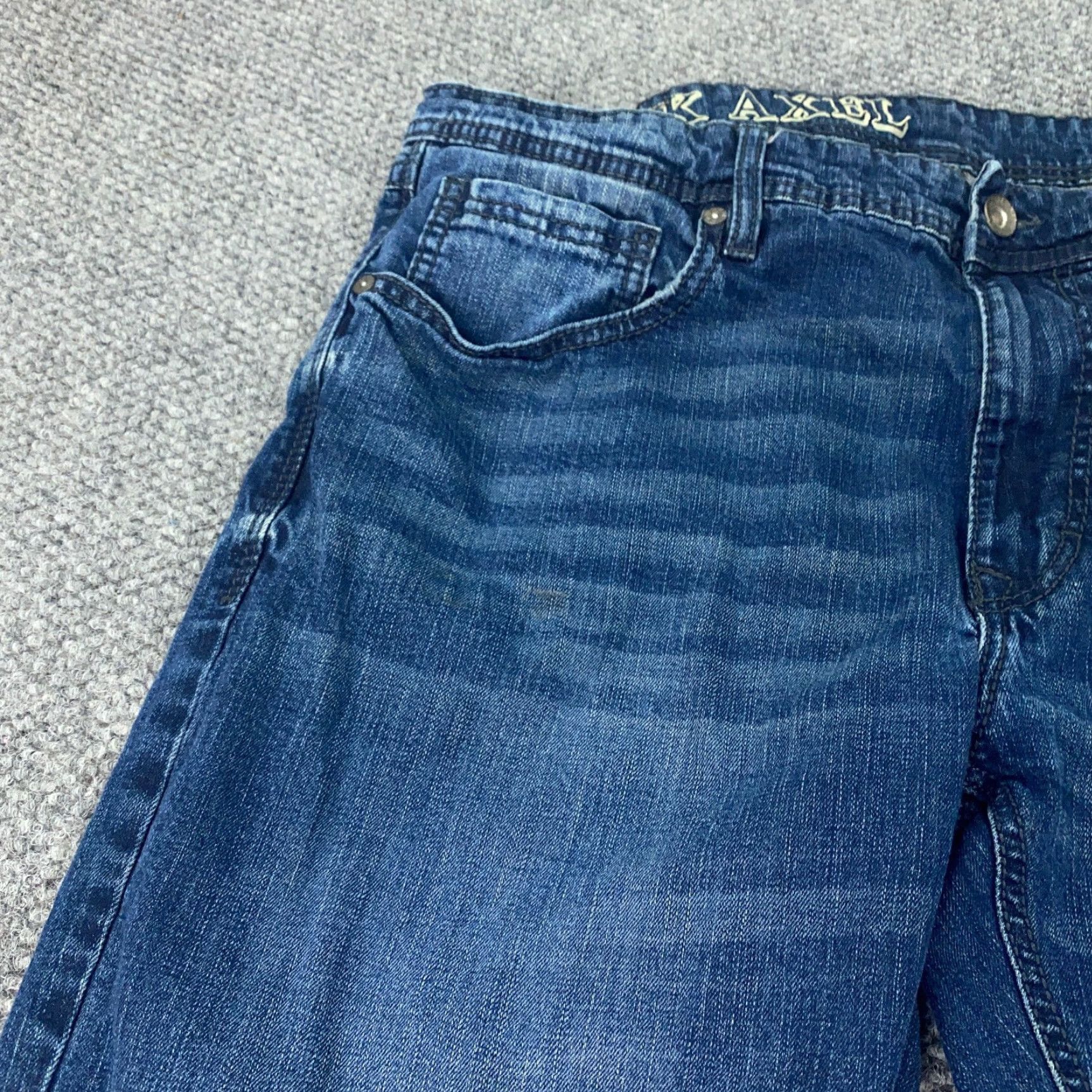 Vintage AXEL Jeans Jeans Relaxed Straight Adult 38x32 Blue Stretch Denim 5-Pocket Mens 38 Regular Blue 90s Preppy Theme Size US 38 / EU 54 - 4 Thumbnail