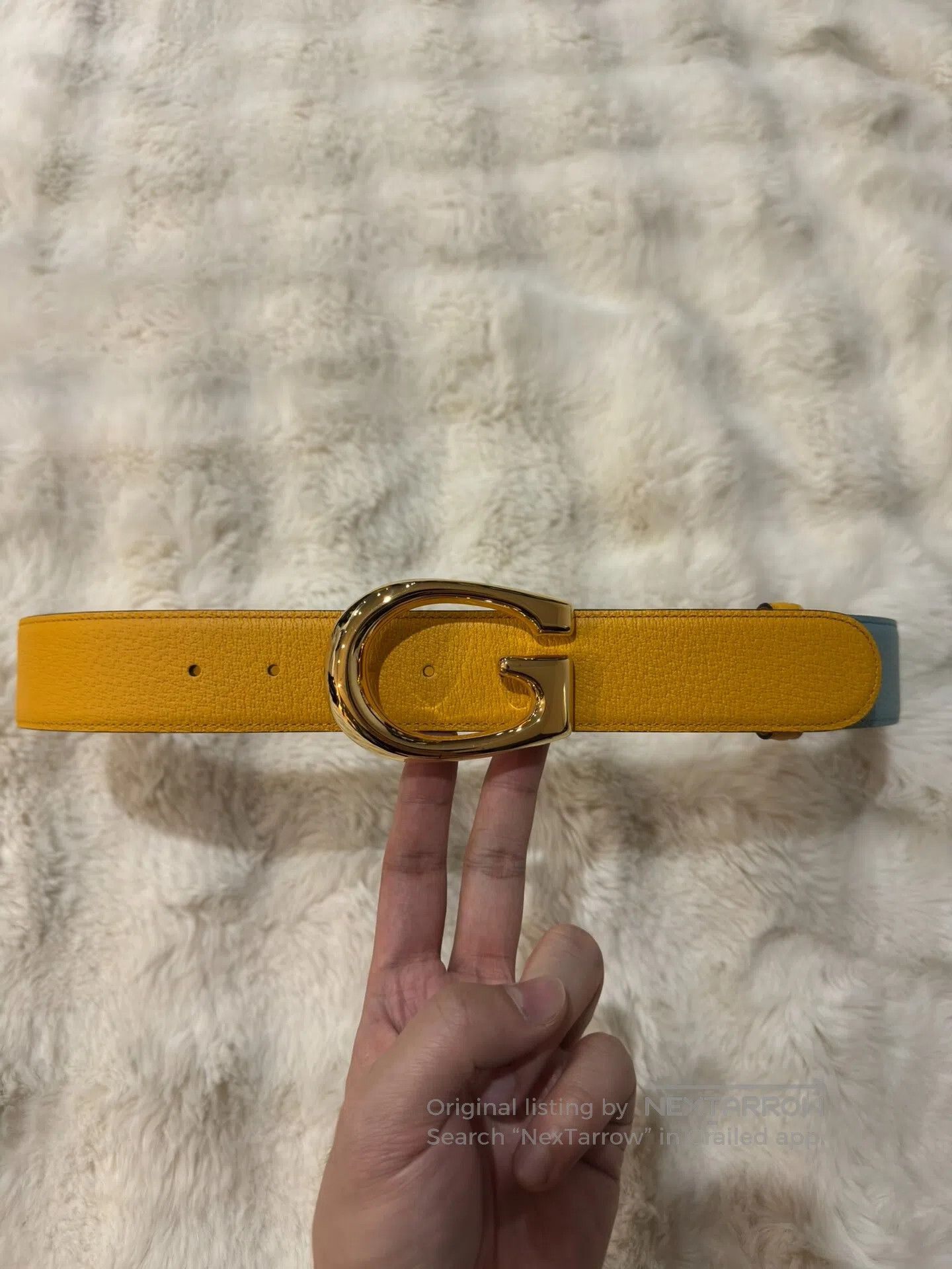 Gucci Guicci size 85 Gold buckle color-blocked waist belt| Size ONE SIZE - 1 Thumbnail