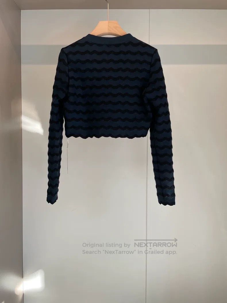 Alaia Alaia Navy Blue and Black Striped Nylon Wool Cardigan Size S / US 4 / IT 40 - 2 Thumbnail