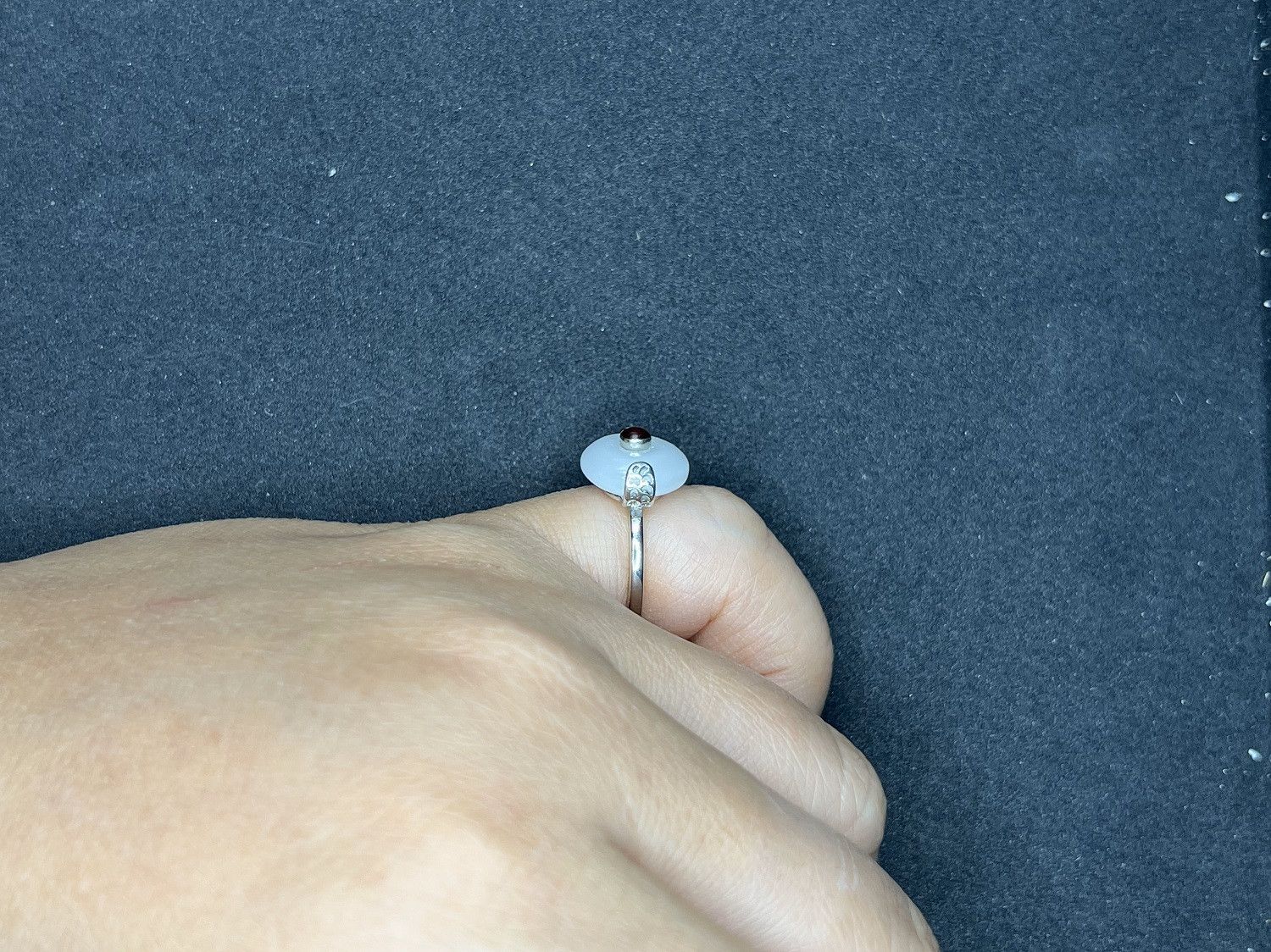 Jewelry White Jade Silver Ring - Size 4.5 Size ONE SIZE - 5 Thumbnail