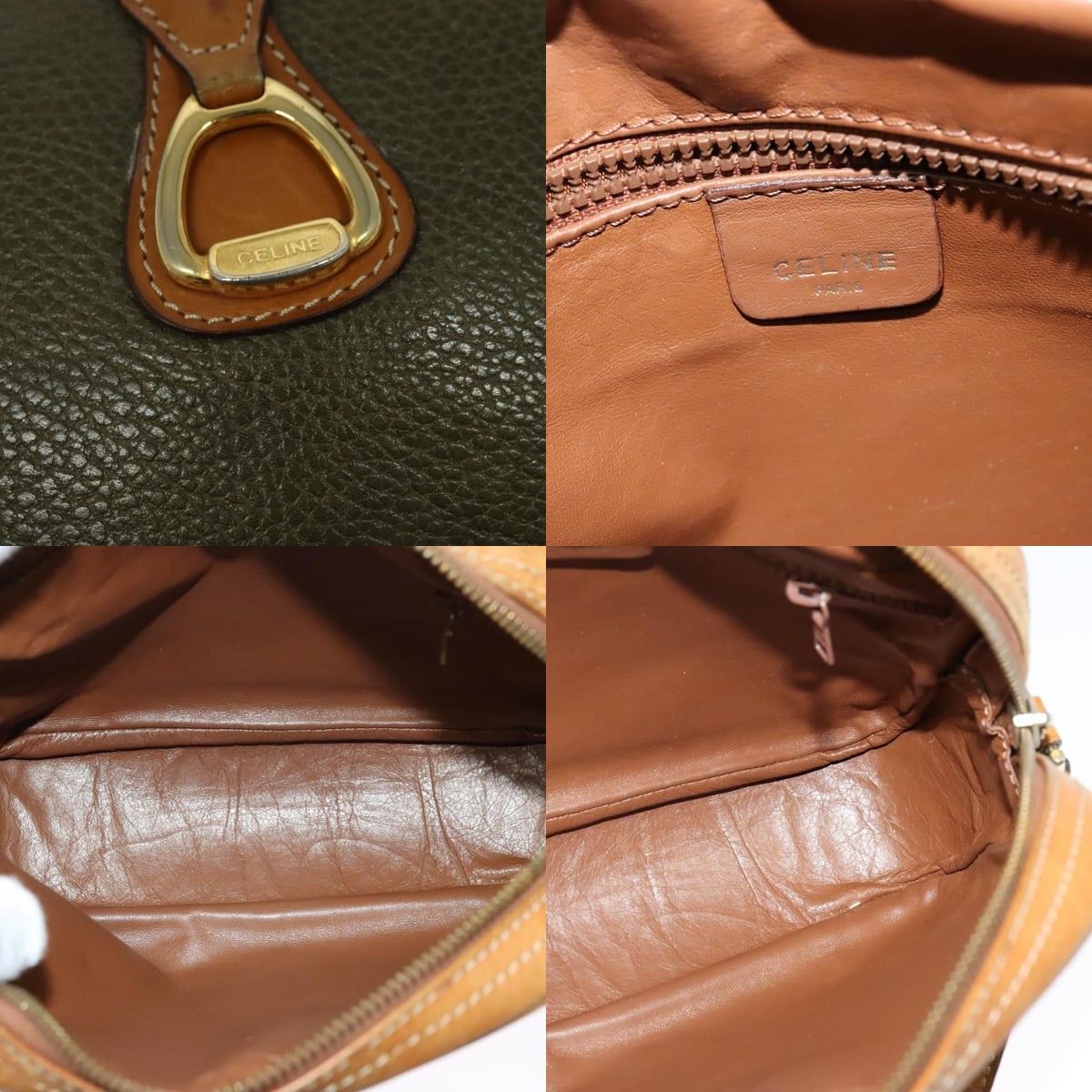 Celine CELINE Shoulder Bag Leather Khaki Gold Size ONE SIZE - 11 Thumbnail