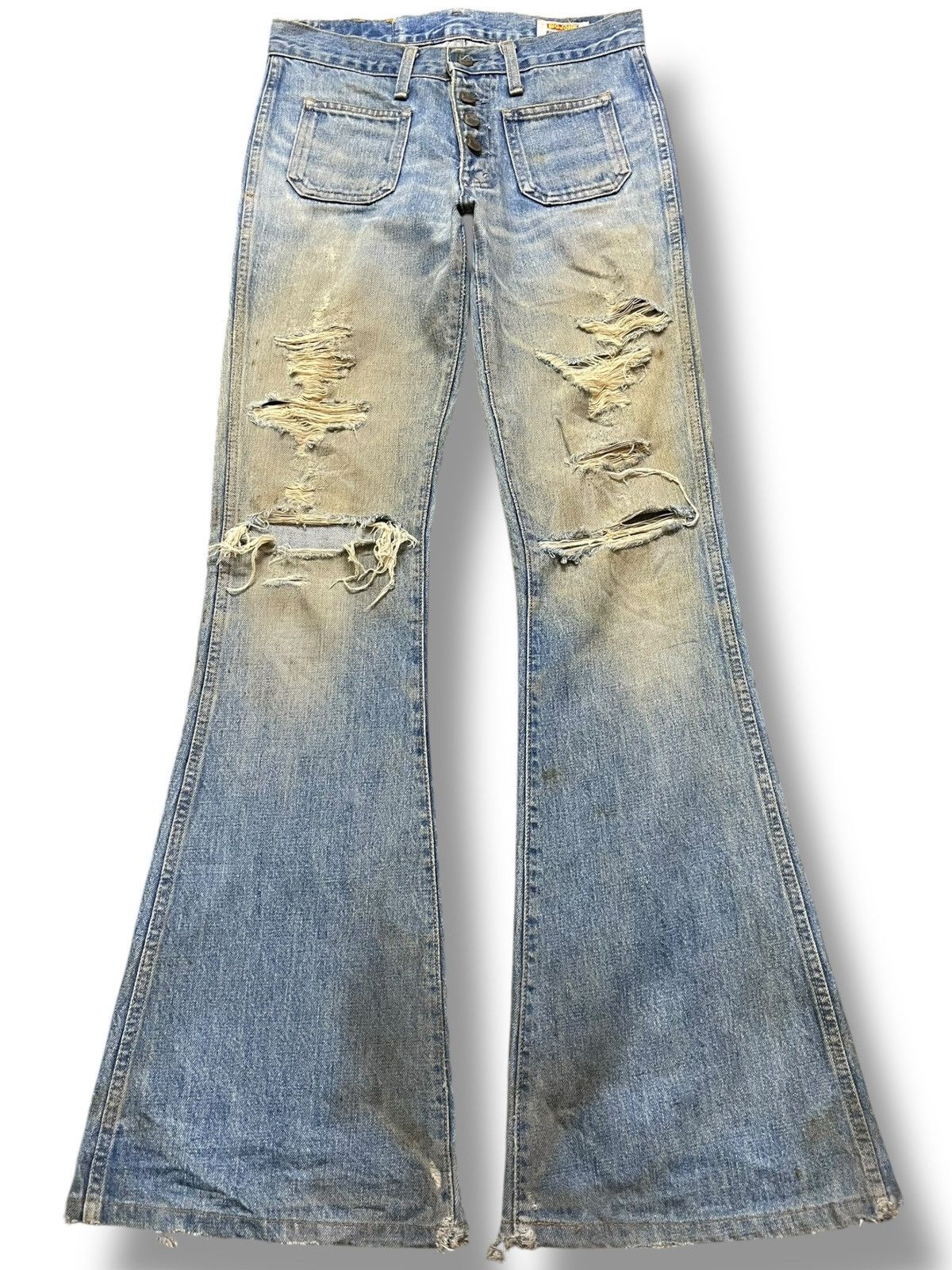 Big John Vintage Big John Flare Bell Bottom Mudwash Distressed Denim Size US 28 / EU 44 - 1 Thumbnail