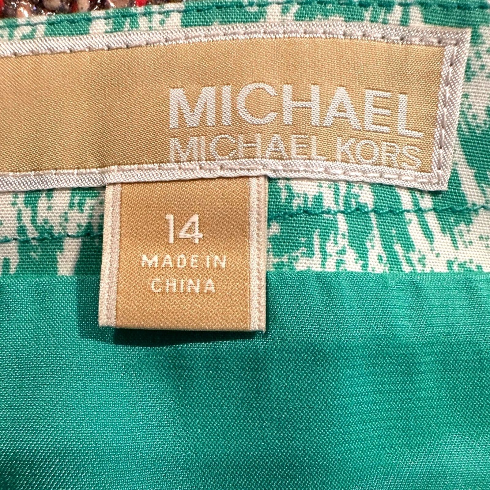 Michael Kors Michael Kors Cheetah Print Skirt Green and White size 14 Size 36" / US 14 / IT 50 - 11 Thumbnail