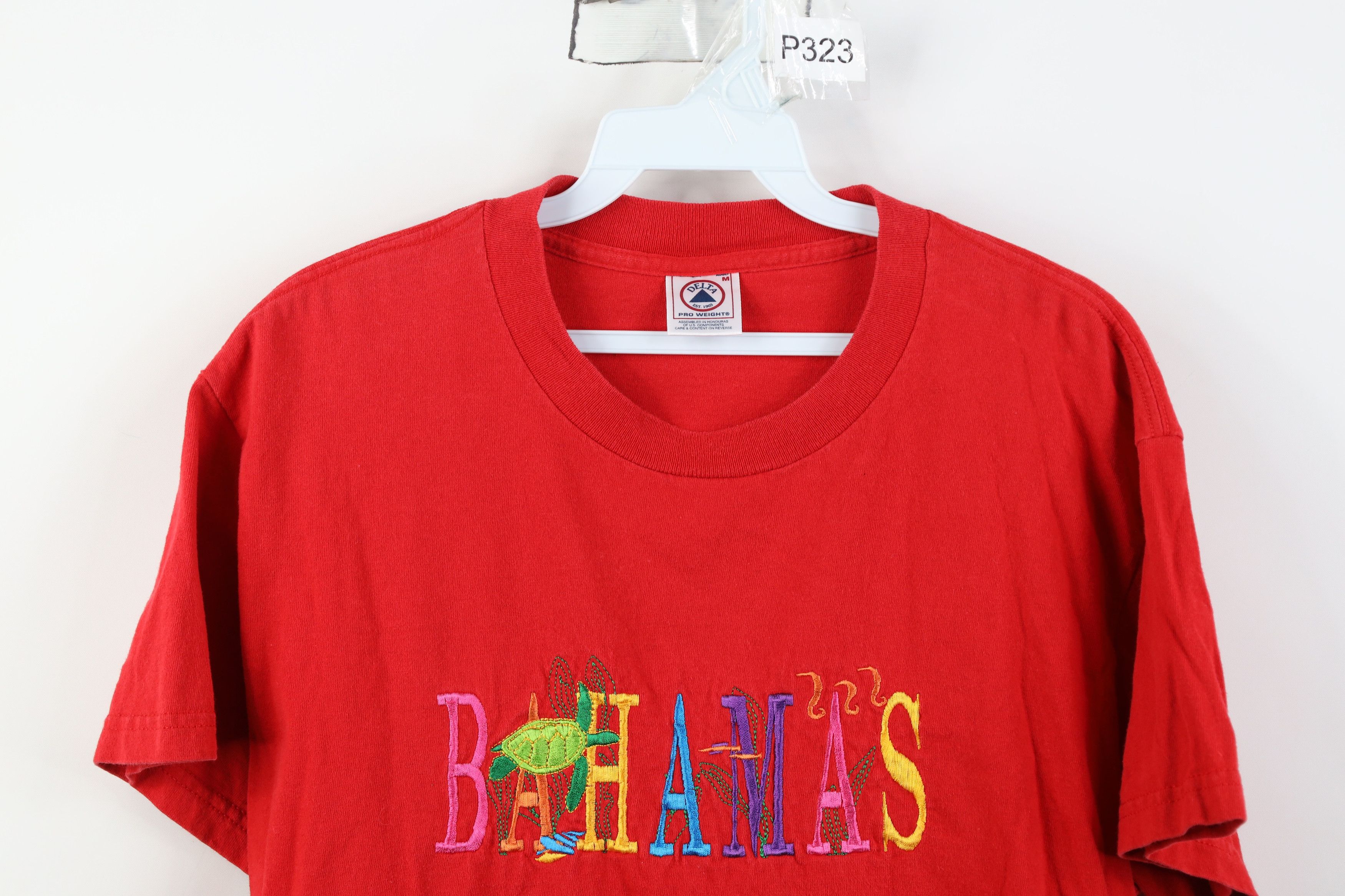 Vintage Vintage 90s Streetwear Bahamas Fish Turtle T-Shirt Red Size M / US 6-8 / IT 42-44 - 2 Thumbnail