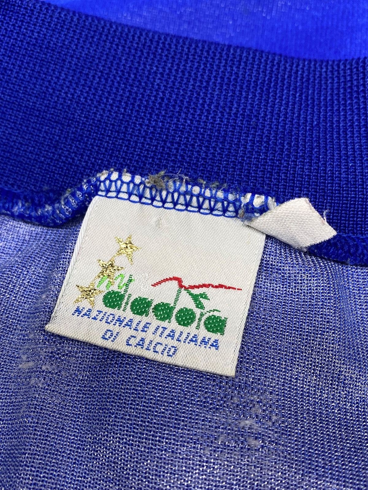 Diadora Vintage 80s Italy National Team Football Shirt Jeraey Blue Size US L / EU 52-54 / 3 - 15 Thumbnail