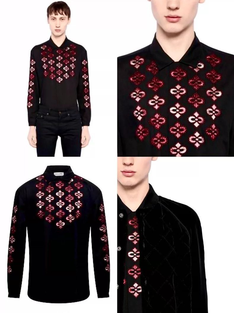 Saint Laurent Paris saint laurent black embroidered long sleeve shirt-2507 Size US S / EU 44-46 / 1 - 9 Thumbnail