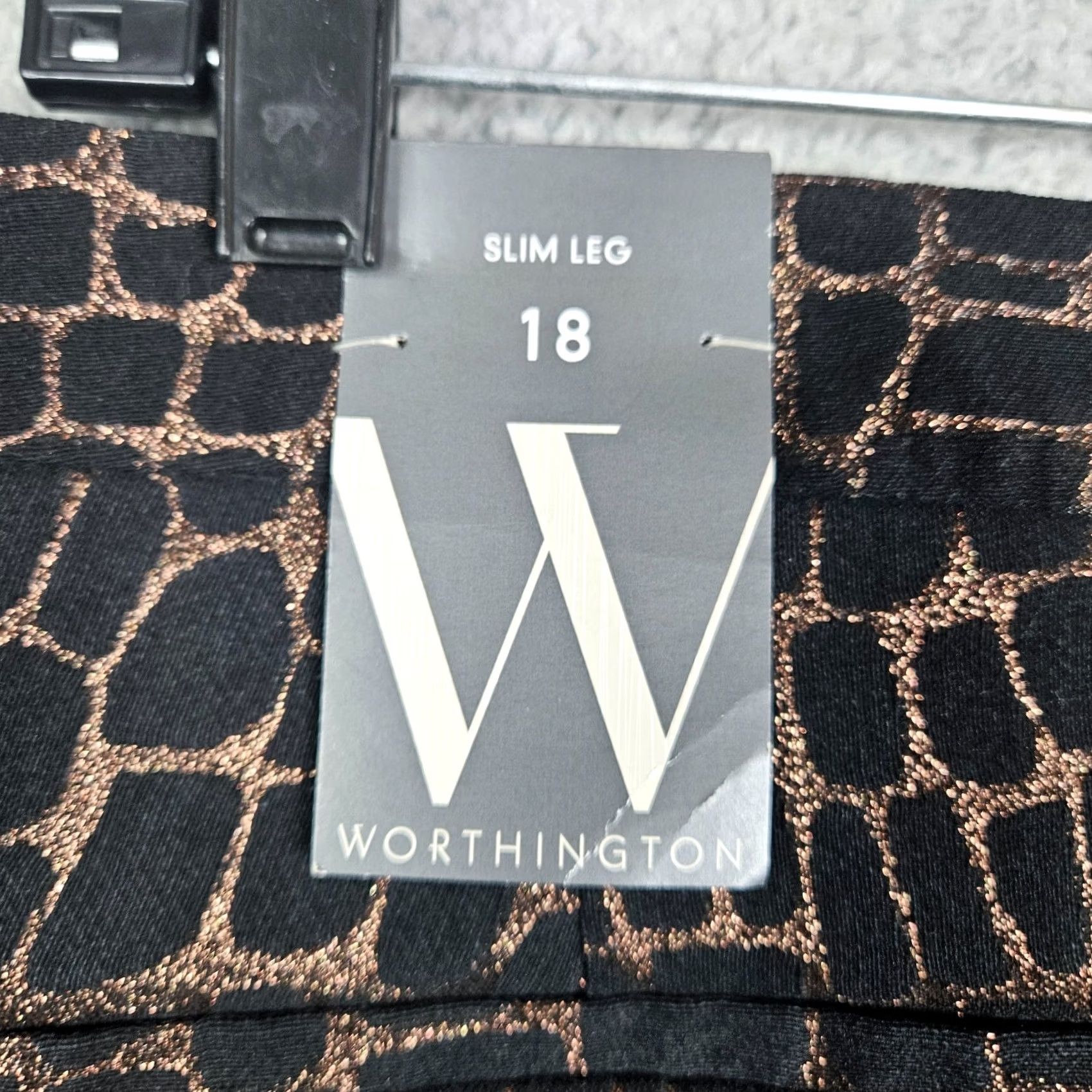 Worthington Worthington Slim Leg Black Bronze Women's Pants Size 18 NEW Size 40" / US 18 - 5 Thumbnail