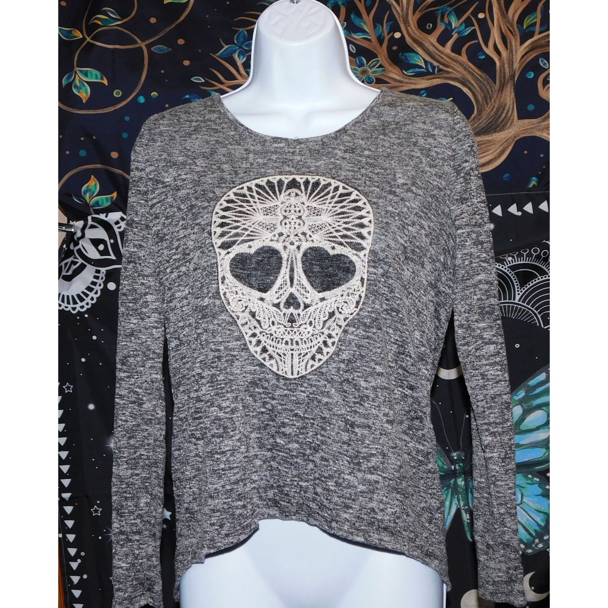 Aeropostale Aeropostale Y2K Gothic Skull Long Sleeve Shirt Size M / US 6-8 / IT 42-44 - 2 Thumbnail