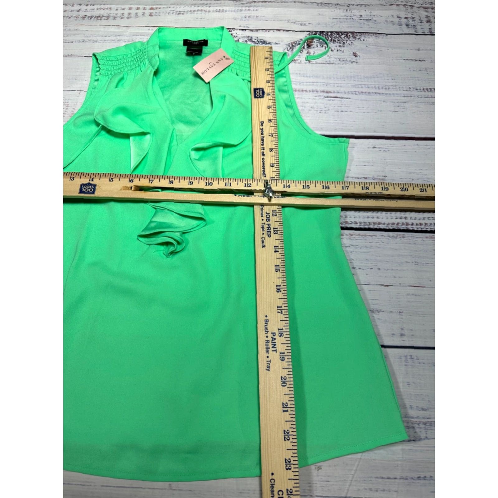 Ann Taylor Ann Taylor Tank Womens Petite PS Green Ruffled Neck Pullover New Size S / US 4 / IT 40 - 3 Thumbnail