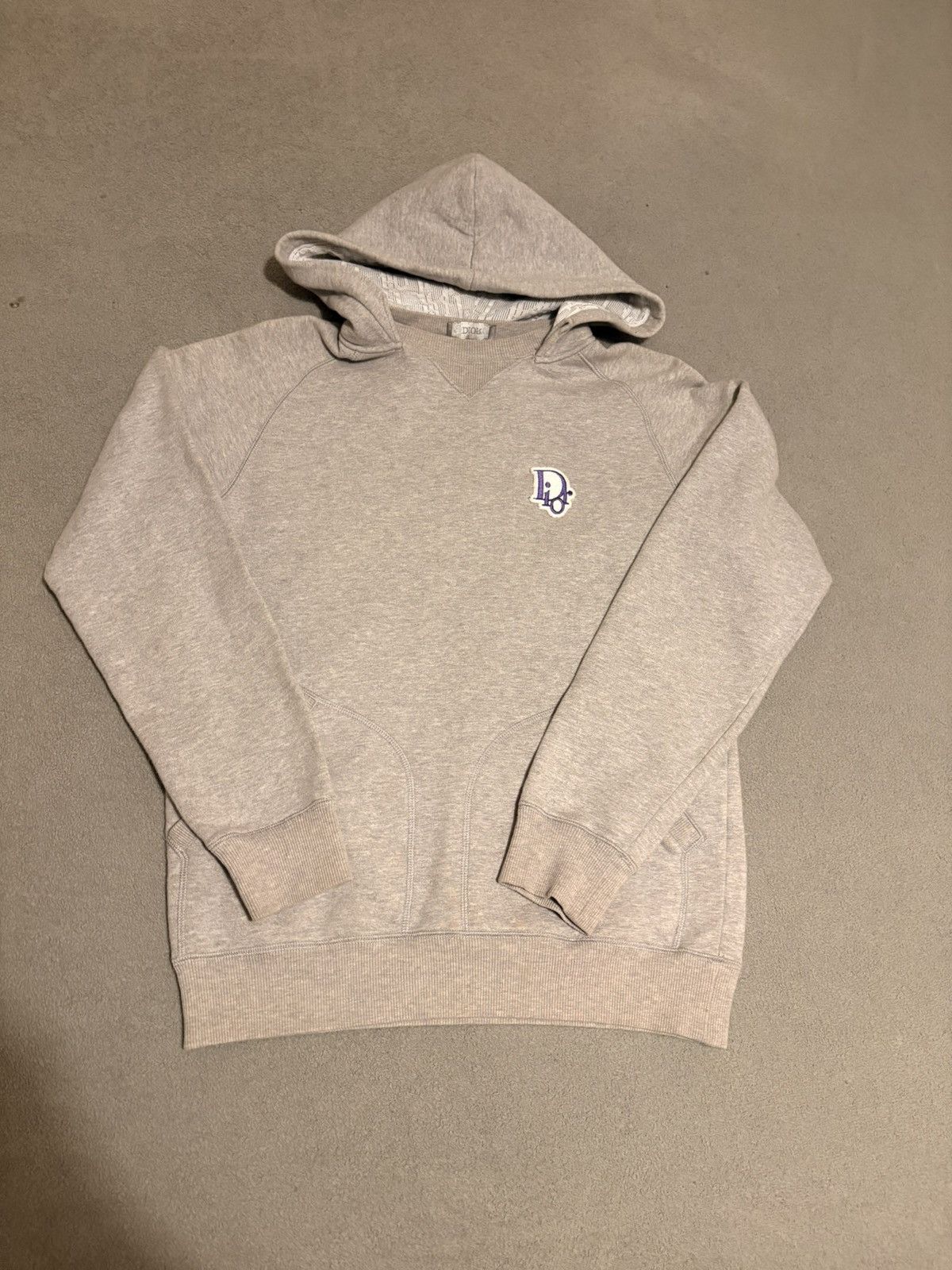 Dior DIOR Heather Gray Mens Hoodie with Logo Patch XXS Size US XXS / EU 40 - 1 Thumbnail